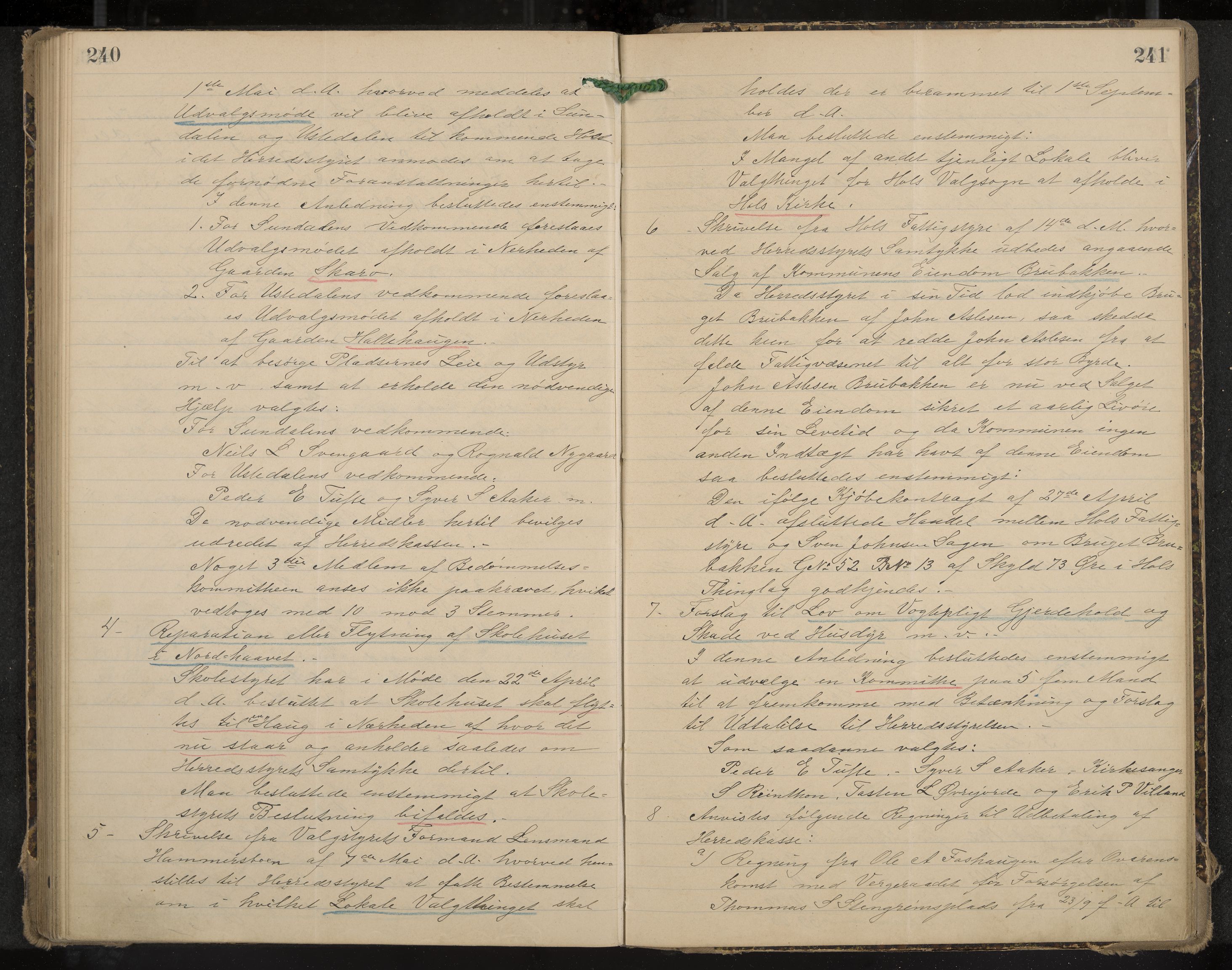 Hol formannskap og sentraladministrasjon, IKAK/0620021-1/A/L0003: Møtebok, 1897-1904, p. 240-241