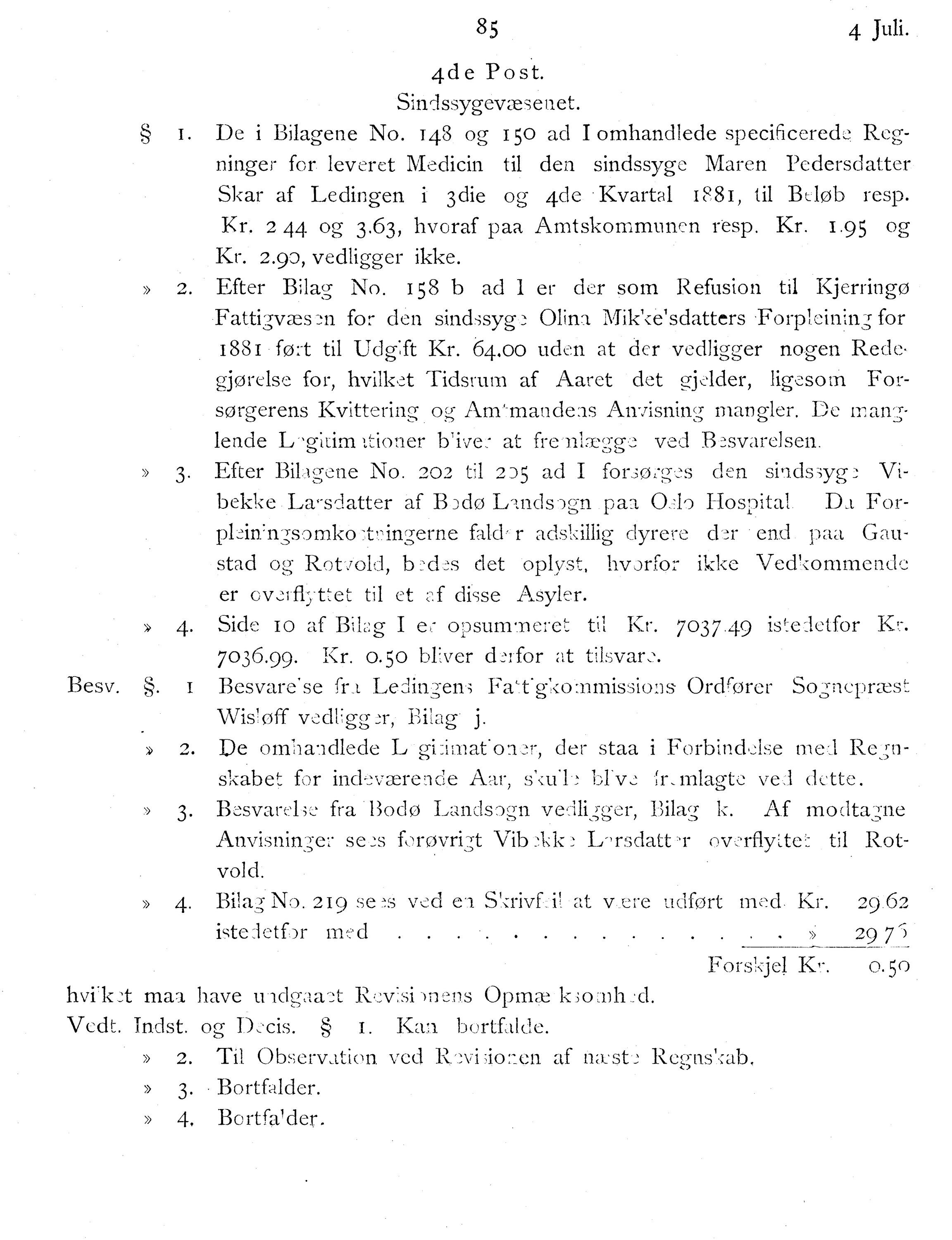 Nordland Fylkeskommune. Fylkestinget, AIN/NFK-17/176/A/Ac/L0014: Fylkestingsforhandlinger 1881-1885, 1881-1885