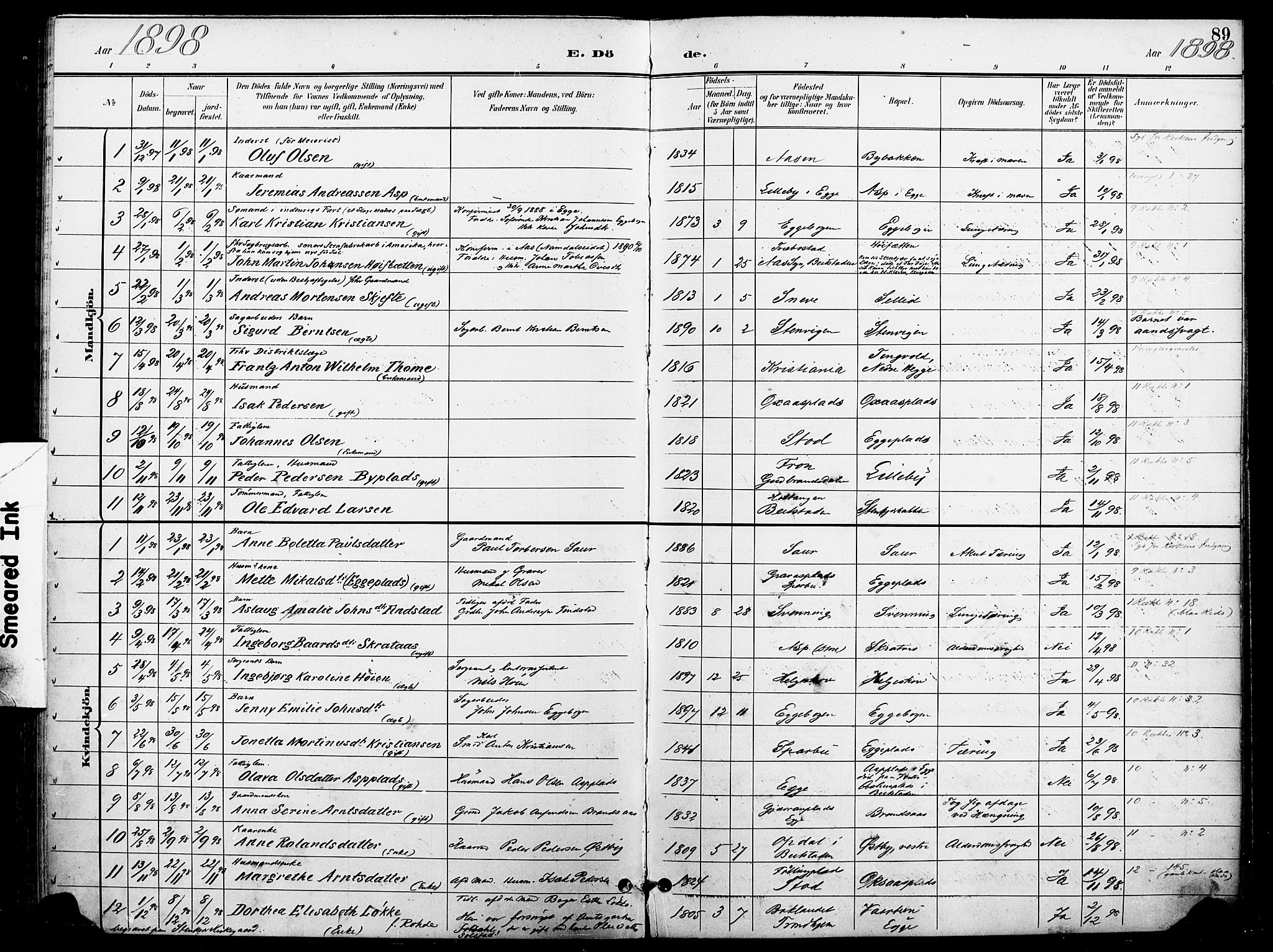 Ministerialprotokoller, klokkerbøker og fødselsregistre - Nord-Trøndelag, AV/SAT-A-1458/740/L0379: Parish register (official) no. 740A02, 1895-1907, p. 89