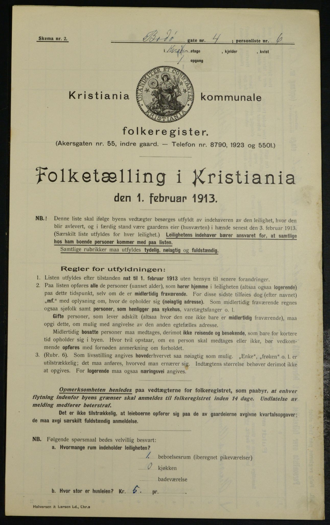 OBA, Municipal Census 1913 for Kristiania, 1913, p. 6575