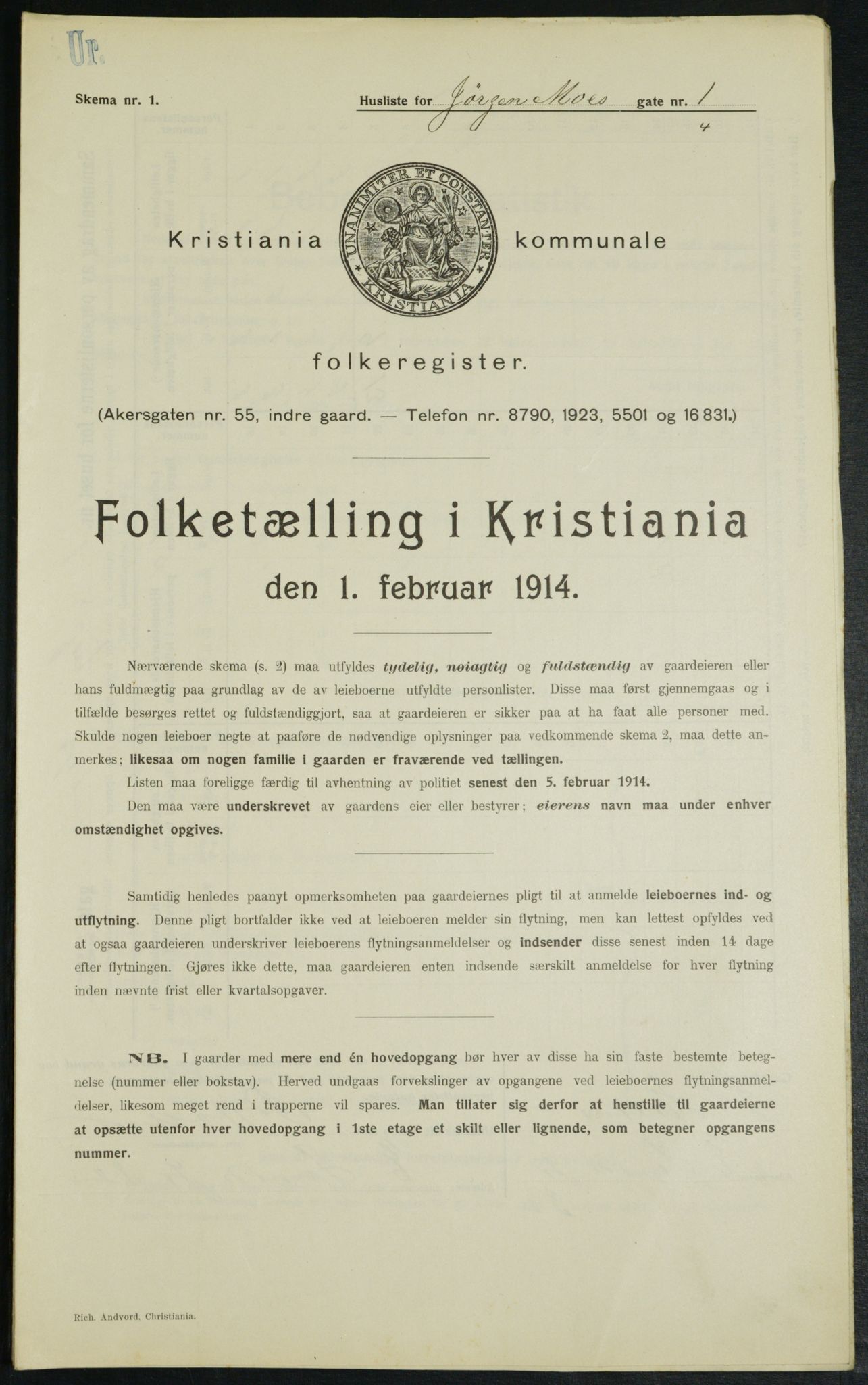 OBA, Municipal Census 1914 for Kristiania, 1914, p. 47676