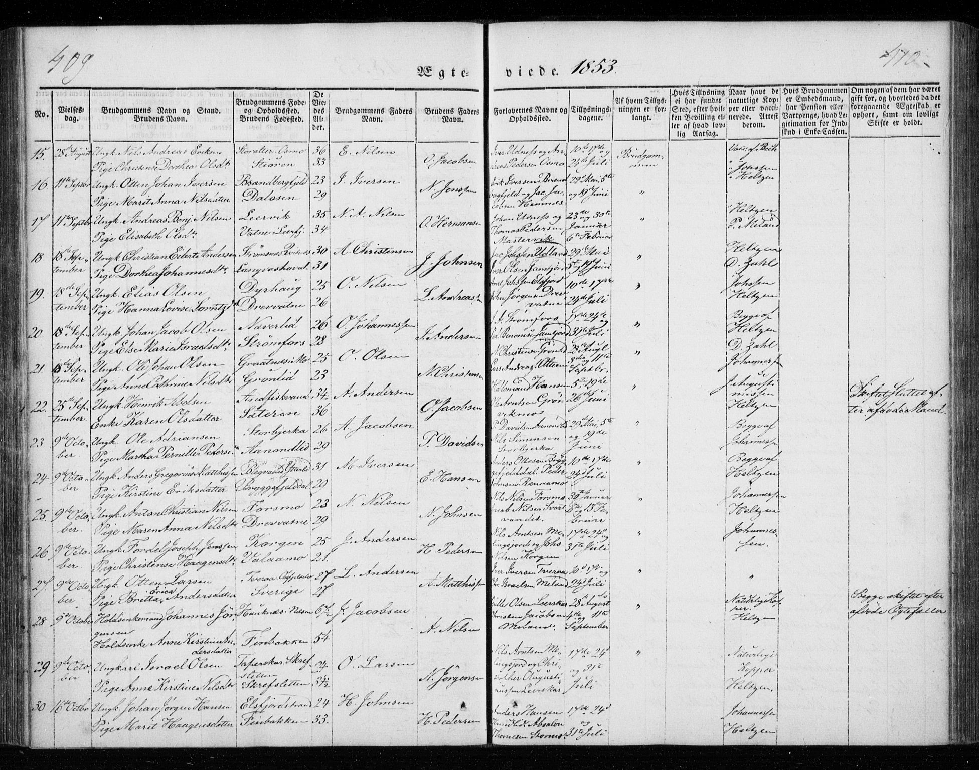 Ministerialprotokoller, klokkerbøker og fødselsregistre - Nordland, AV/SAT-A-1459/825/L0355: Parish register (official) no. 825A09, 1842-1863, p. 409-410