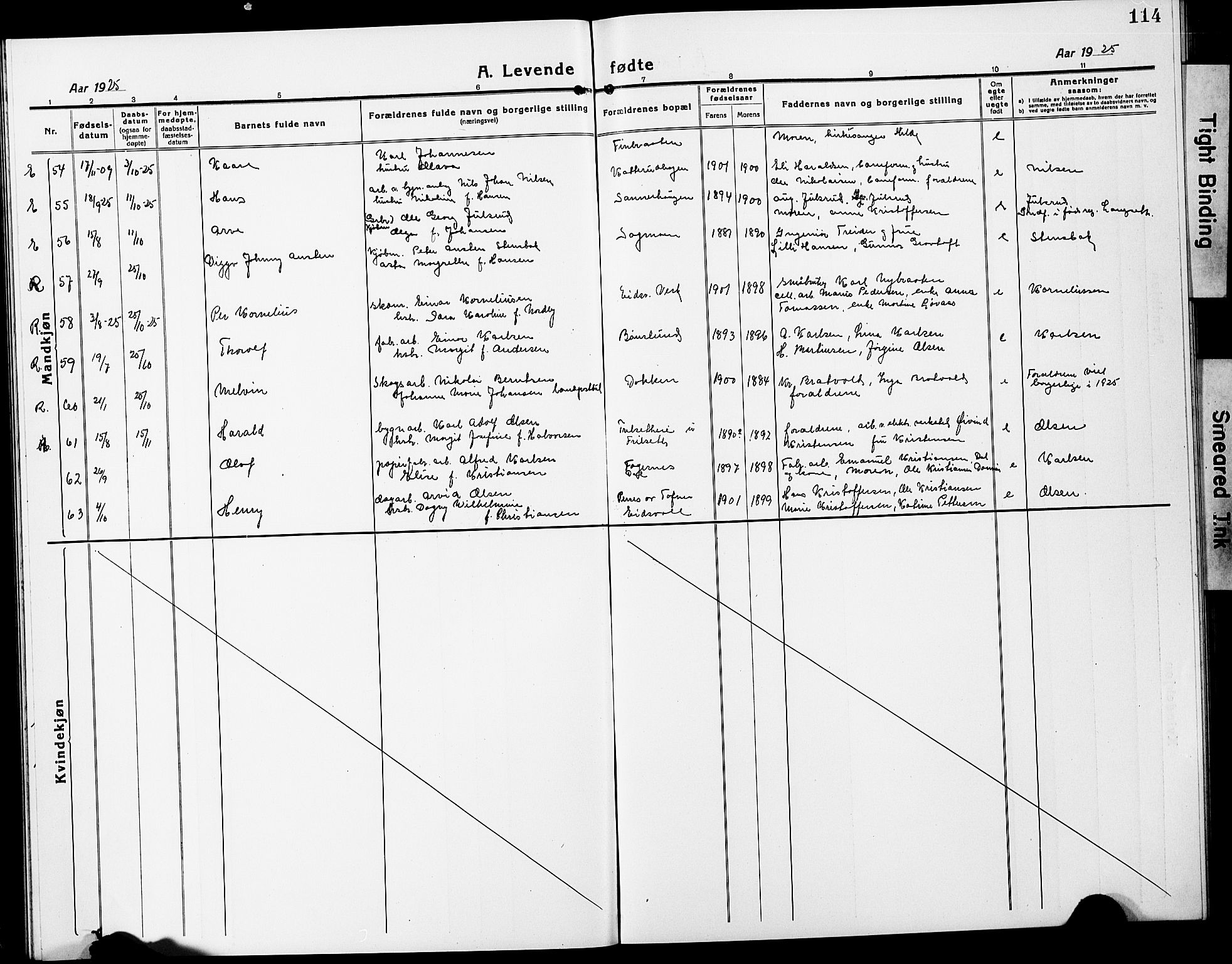 Eidsvoll prestekontor Kirkebøker, AV/SAO-A-10888/G/Ga/L0010: Parish register (copy) no. I 10, 1919-1929, p. 114