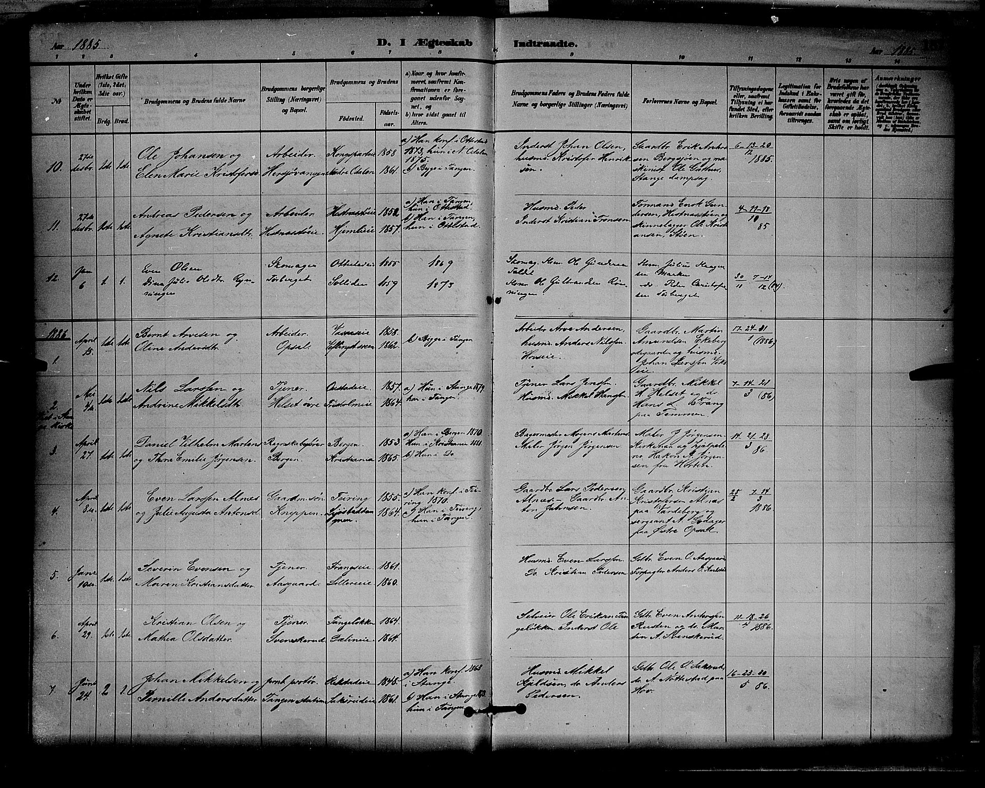 Stange prestekontor, SAH/PREST-002/L/L0008: Parish register (copy) no. 8, 1882-1895, p. 187