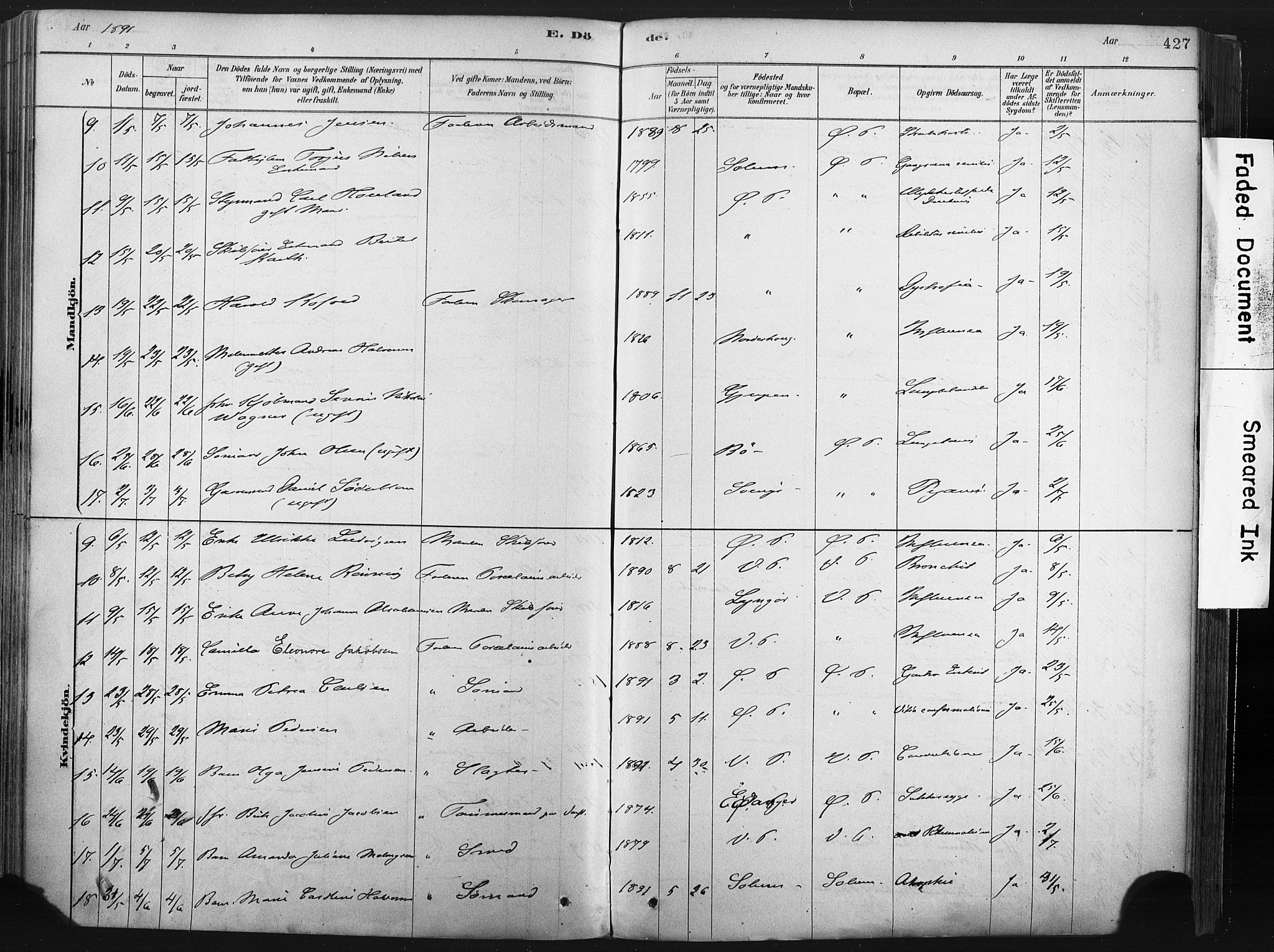 Porsgrunn kirkebøker , SAKO/A-104/F/Fa/L0008: Parish register (official) no. 8, 1878-1895, p. 427