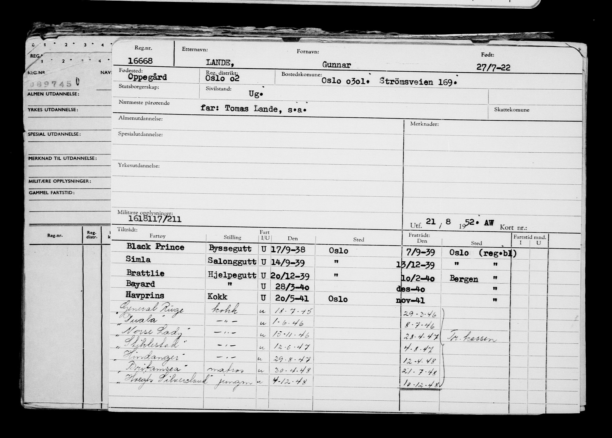 Direktoratet for sjømenn, AV/RA-S-3545/G/Gb/L0209: Hovedkort, 1922, p. 155