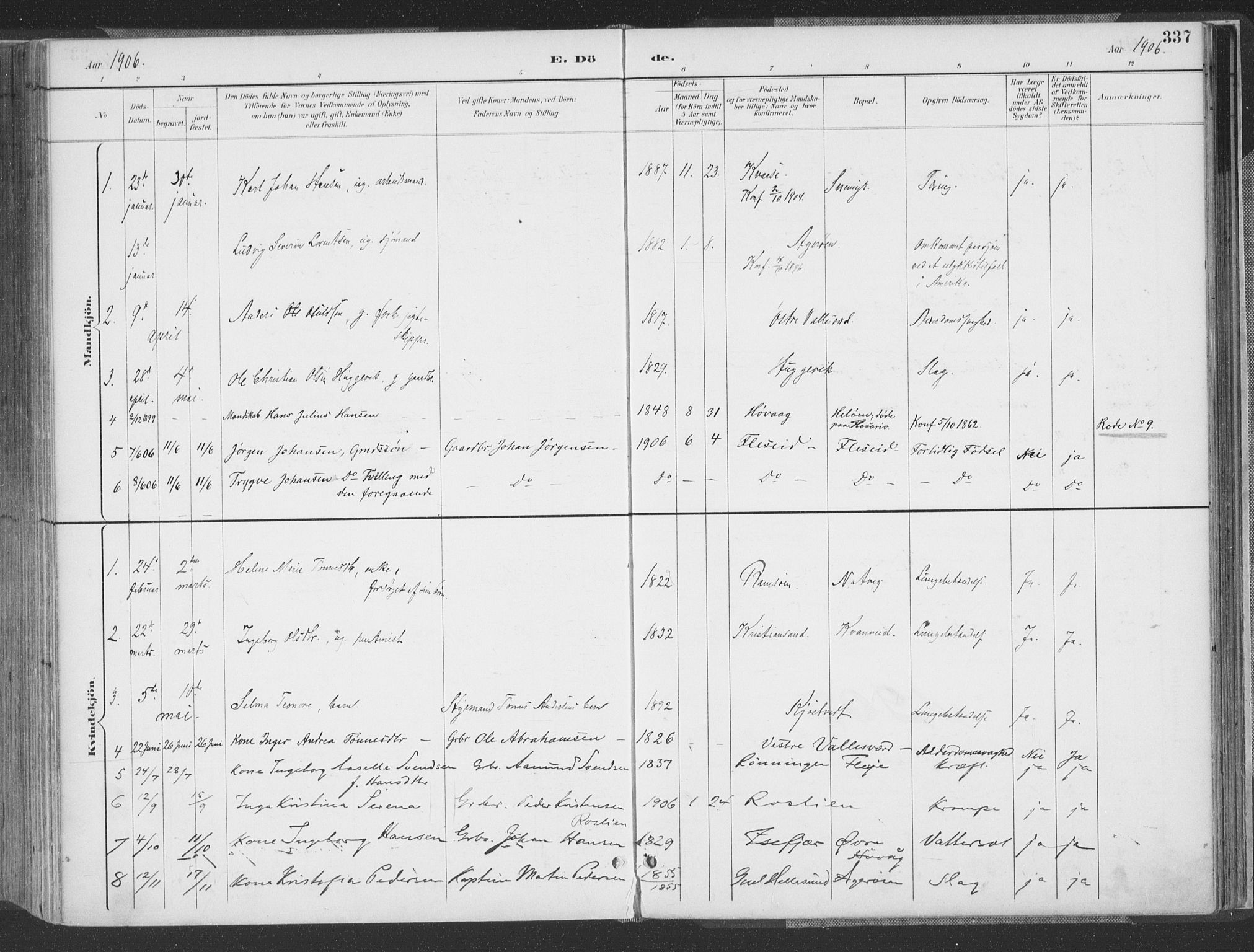 Høvåg sokneprestkontor, SAK/1111-0025/F/Fa/L0006: Parish register (official) no. A 6, 1894-1923, p. 337