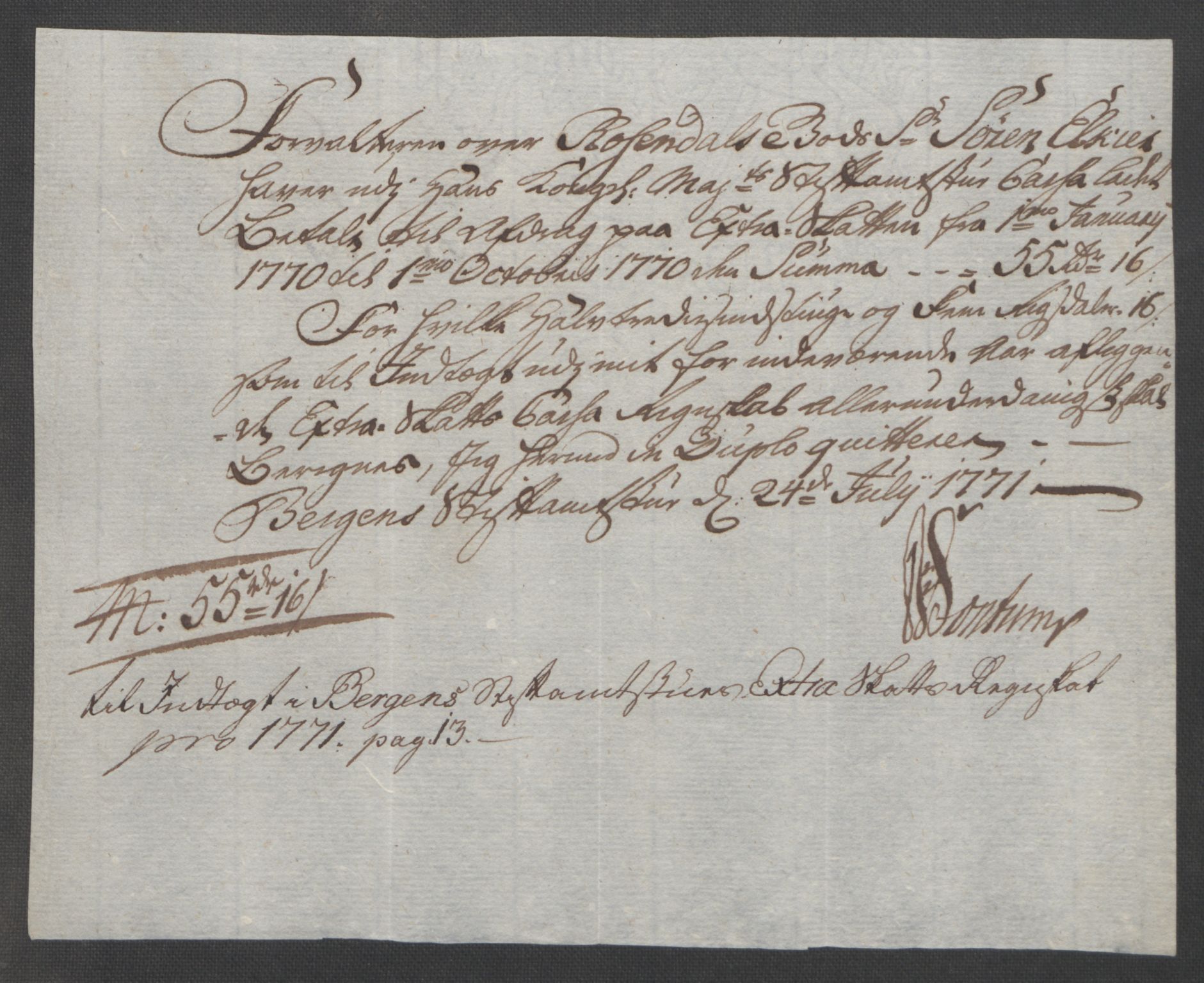 Rentekammeret inntil 1814, Reviderte regnskaper, Fogderegnskap, AV/RA-EA-4092/R49/L3157: Ekstraskatten Rosendal Baroni, 1762-1772, p. 304