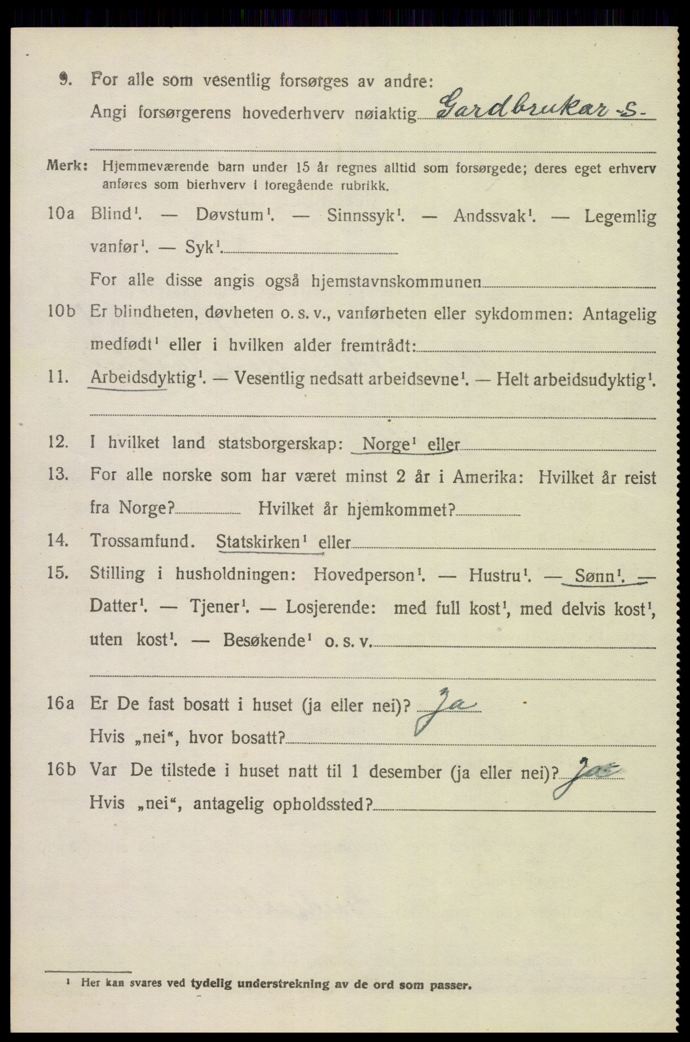 SAK, 1920 census for Valle, 1920, p. 1534