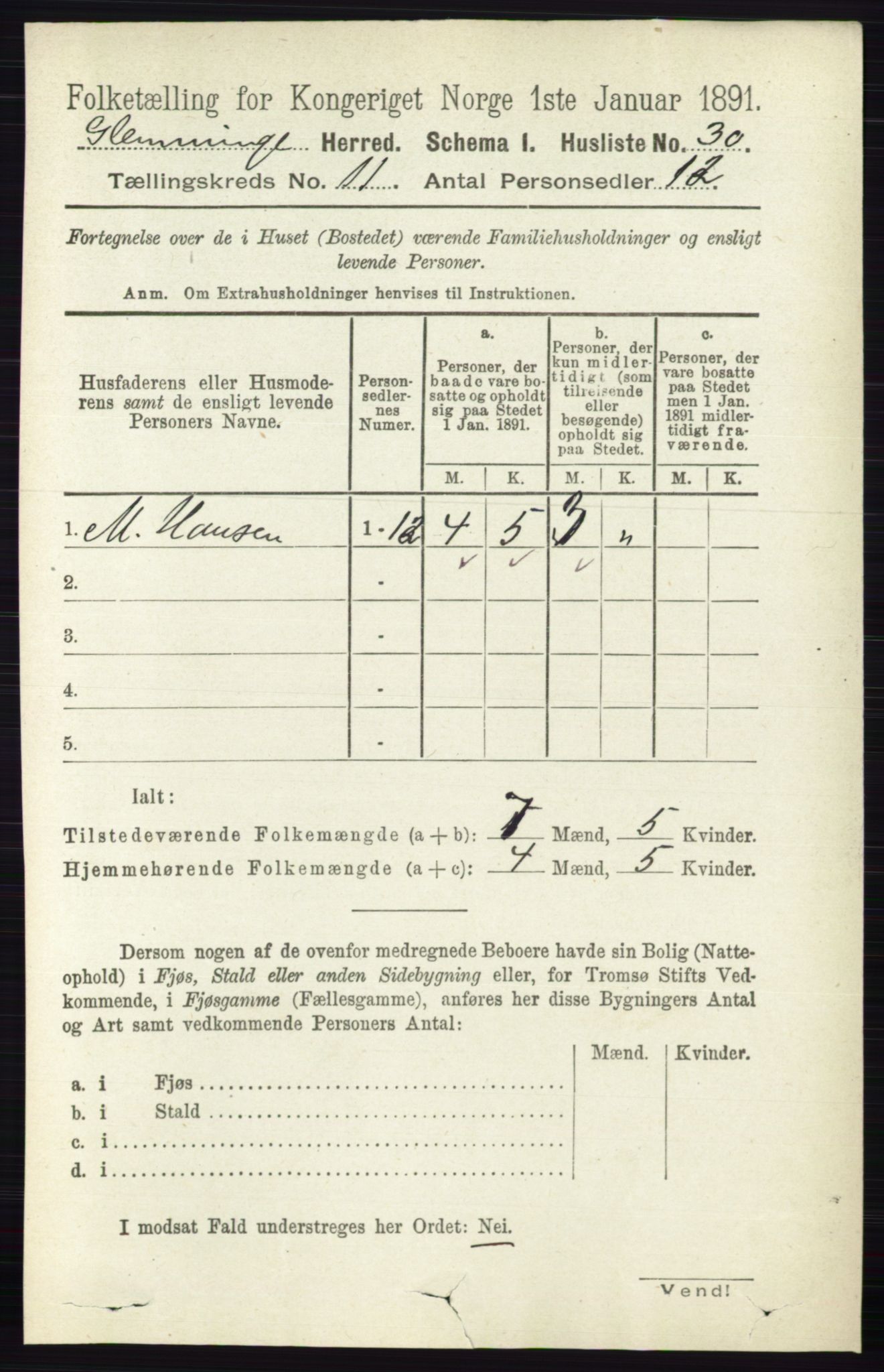 RA, 1891 census for 0132 Glemmen, 1891, p. 10561