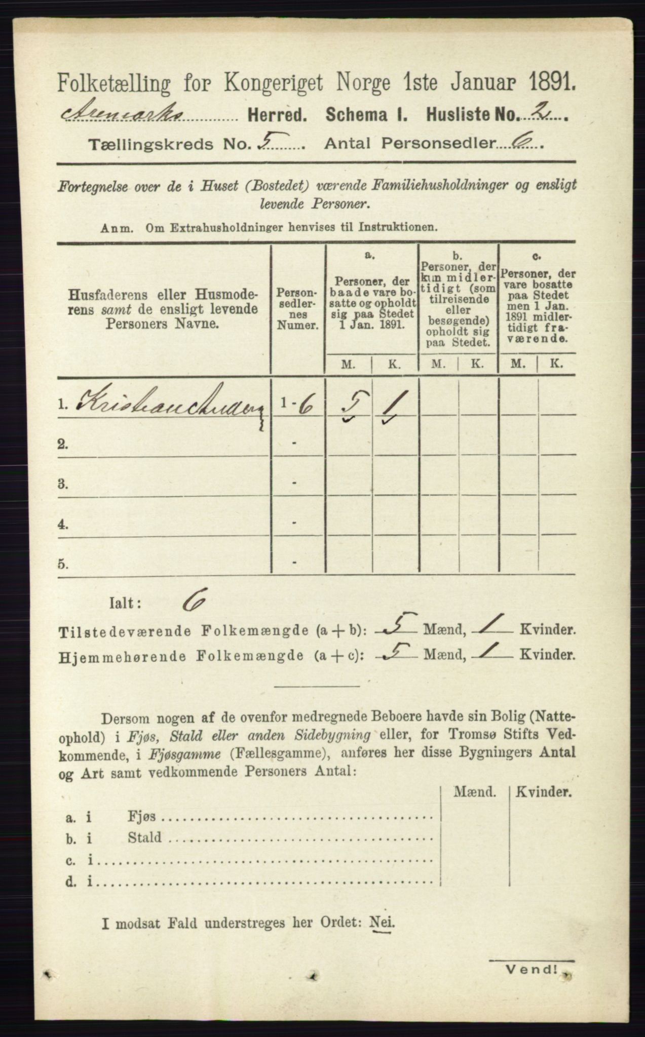 RA, 1891 census for 0118 Aremark, 1891, p. 2385