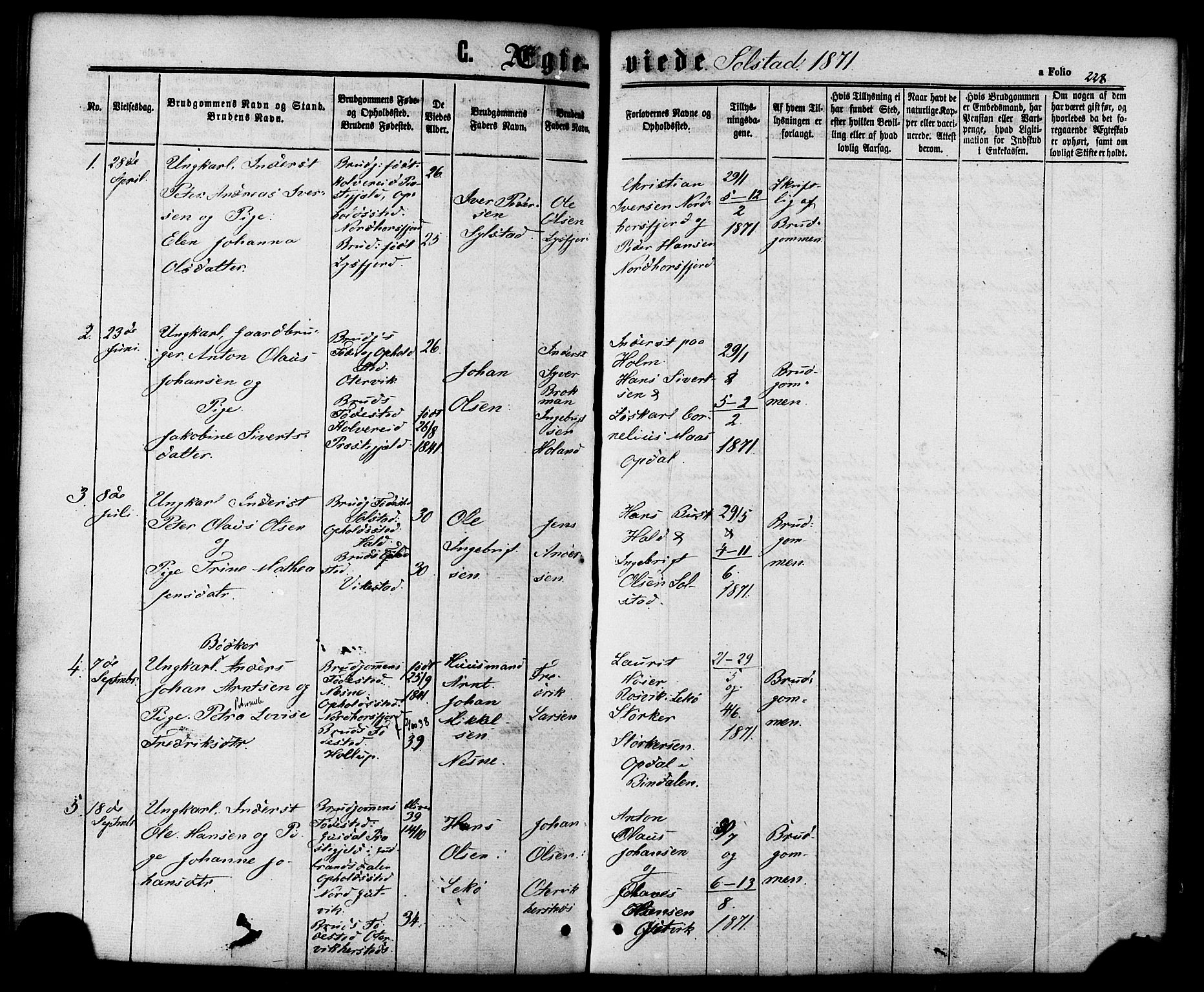 Ministerialprotokoller, klokkerbøker og fødselsregistre - Nordland, AV/SAT-A-1459/810/L0147: Parish register (official) no. 810A08 /2, 1862-1874, p. 228