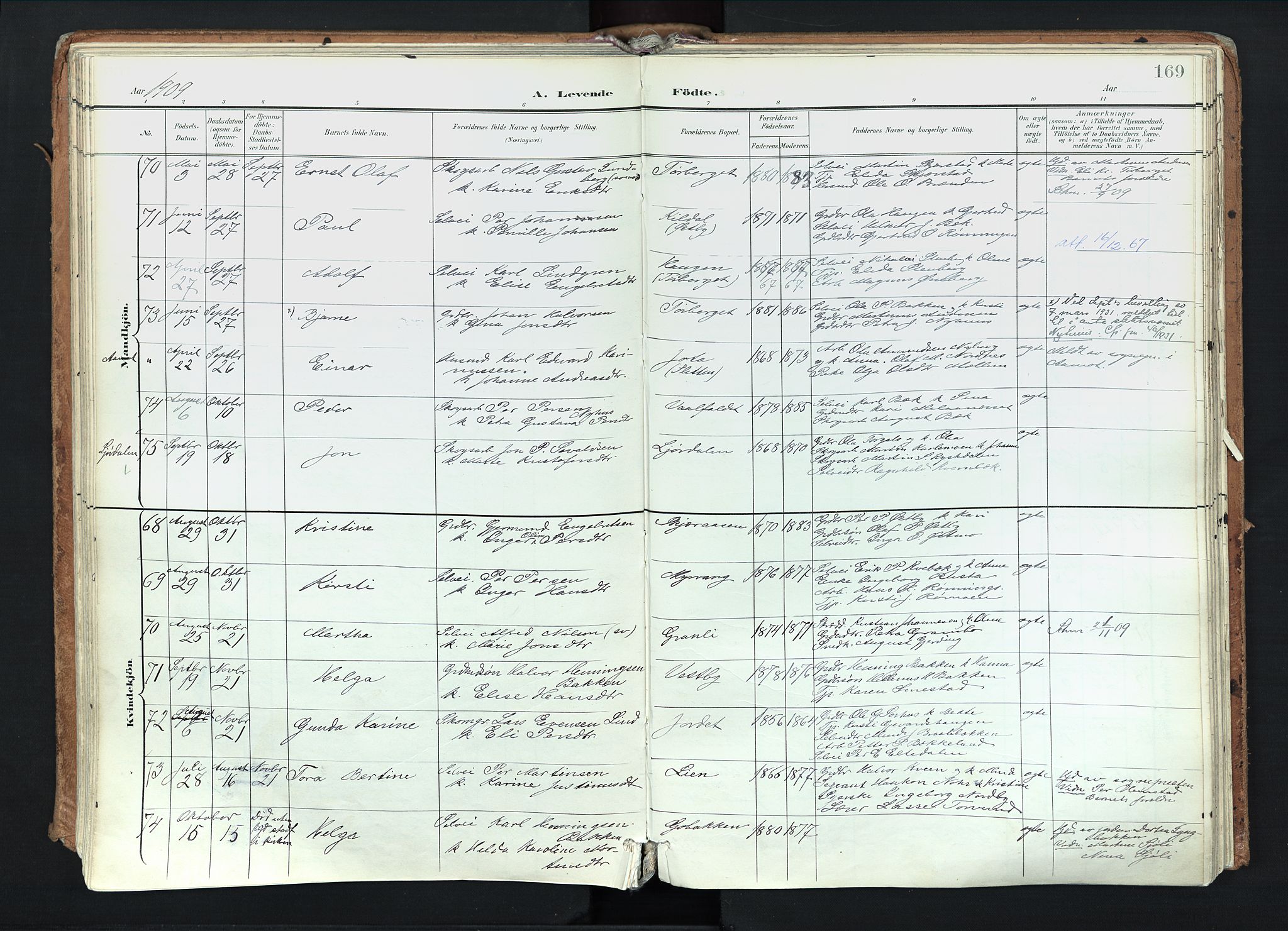 Trysil prestekontor, AV/SAH-PREST-046/H/Ha/Haa/L0012: Parish register (official) no. 12, 1898-1917, p. 169