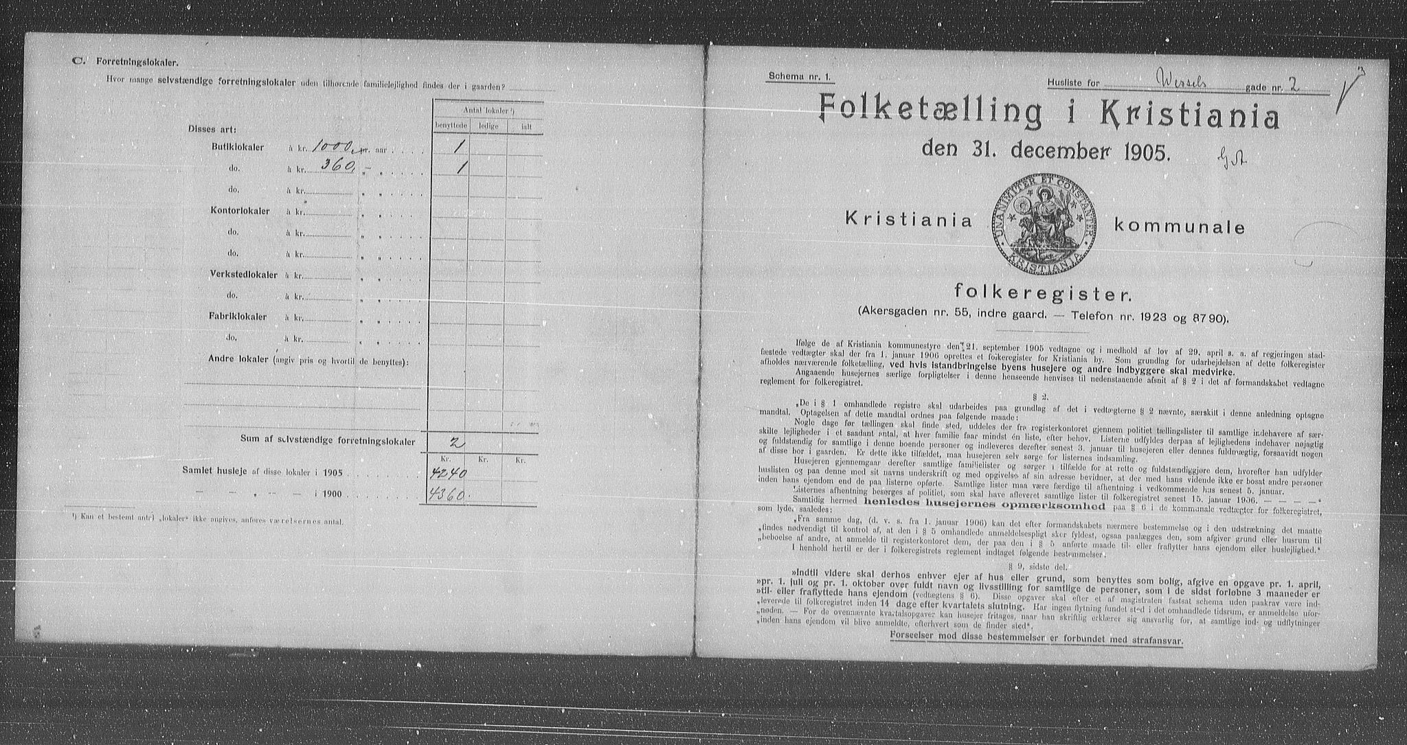 OBA, Municipal Census 1905 for Kristiania, 1905, p. 67245