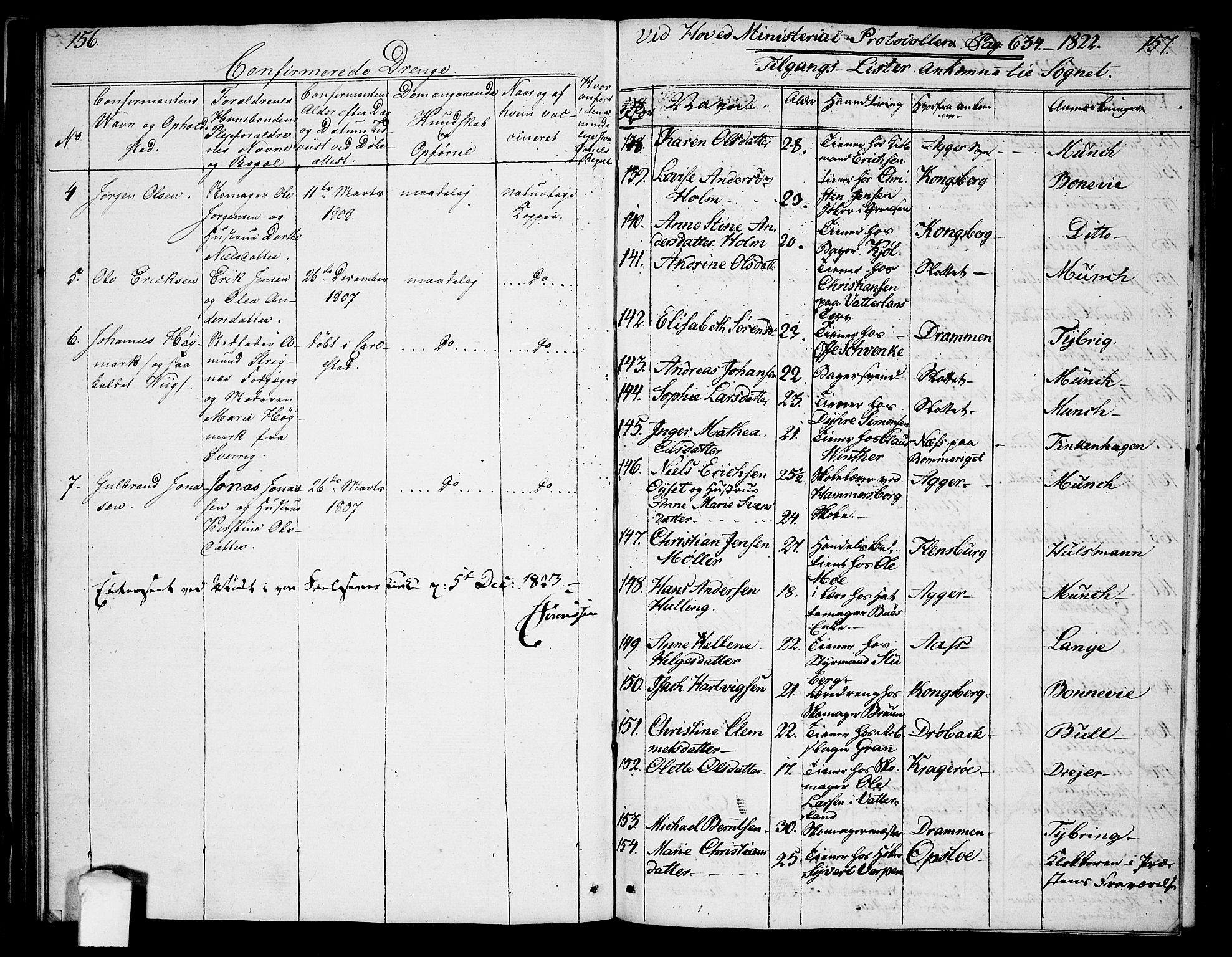 Oslo domkirke Kirkebøker, SAO/A-10752/F/Fa/L0008: Parish register (official) no. 8, 1821-1824, p. 156-157