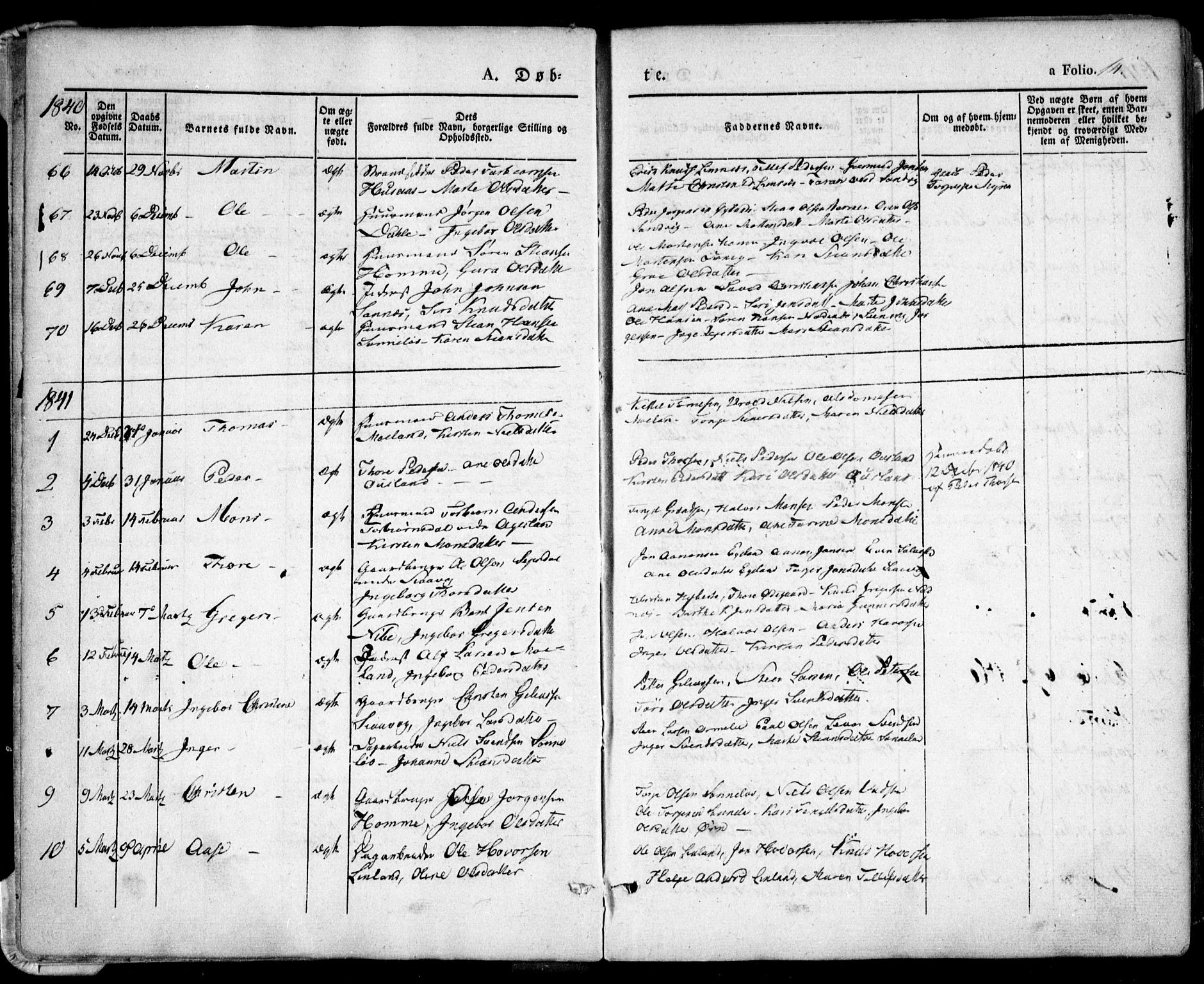Søndeled sokneprestkontor, SAK/1111-0038/F/Fa/L0002: Parish register (official) no. A 2, 1839-1860, p. 14