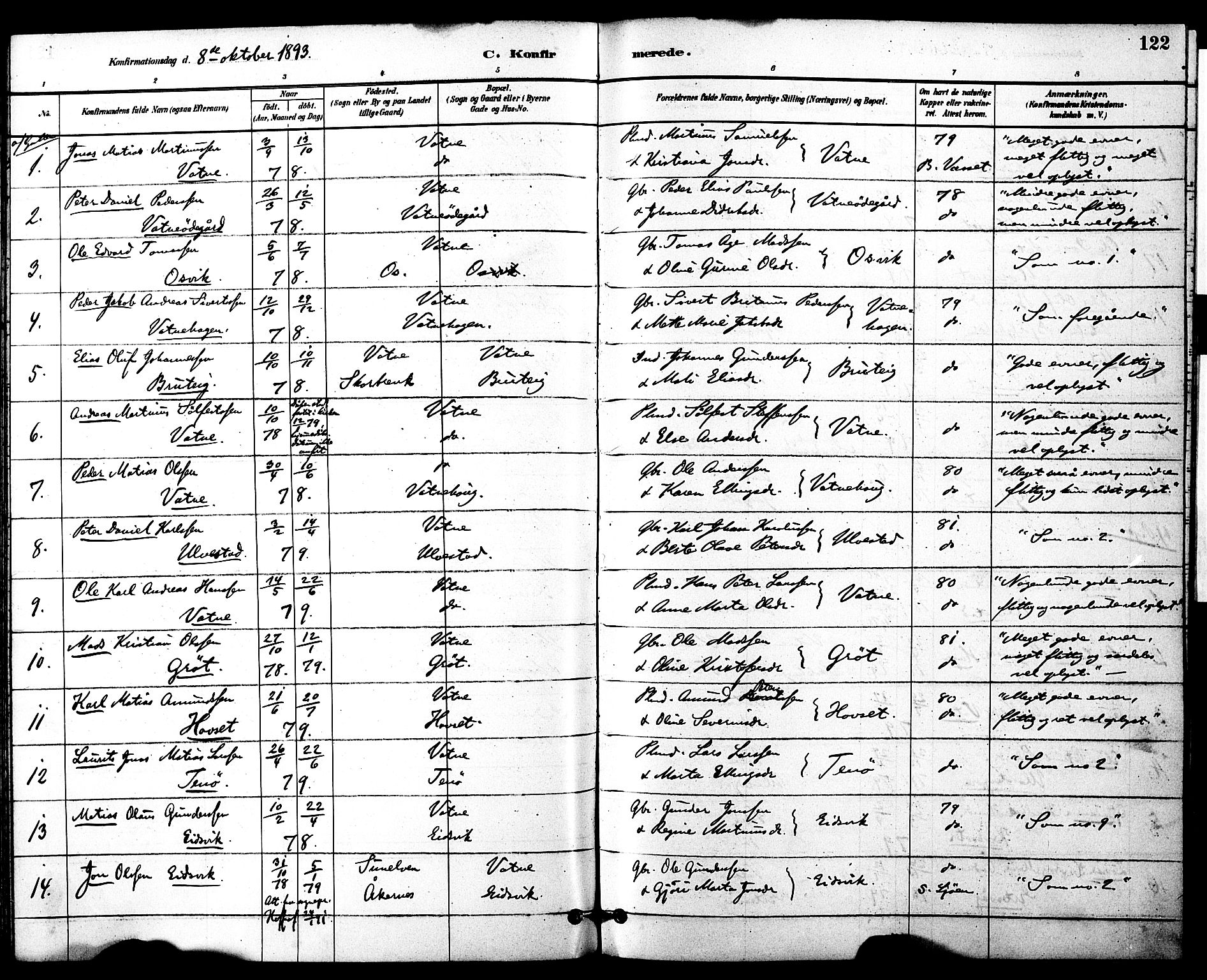 Ministerialprotokoller, klokkerbøker og fødselsregistre - Møre og Romsdal, AV/SAT-A-1454/525/L0374: Parish register (official) no. 525A04, 1880-1899, p. 122