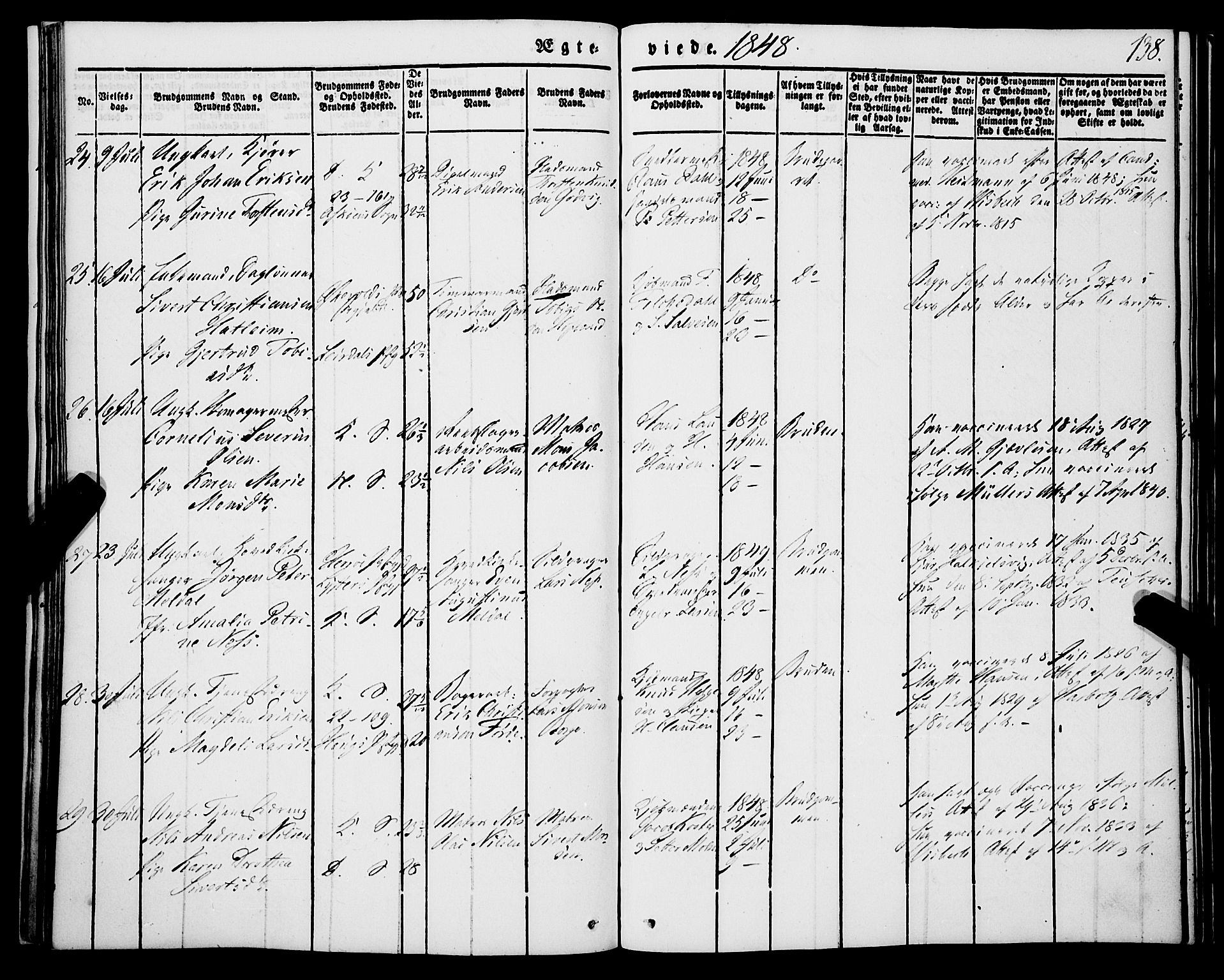 Korskirken sokneprestembete, SAB/A-76101/H/Haa/L0034: Parish register (official) no. D 1, 1832-1852, p. 138