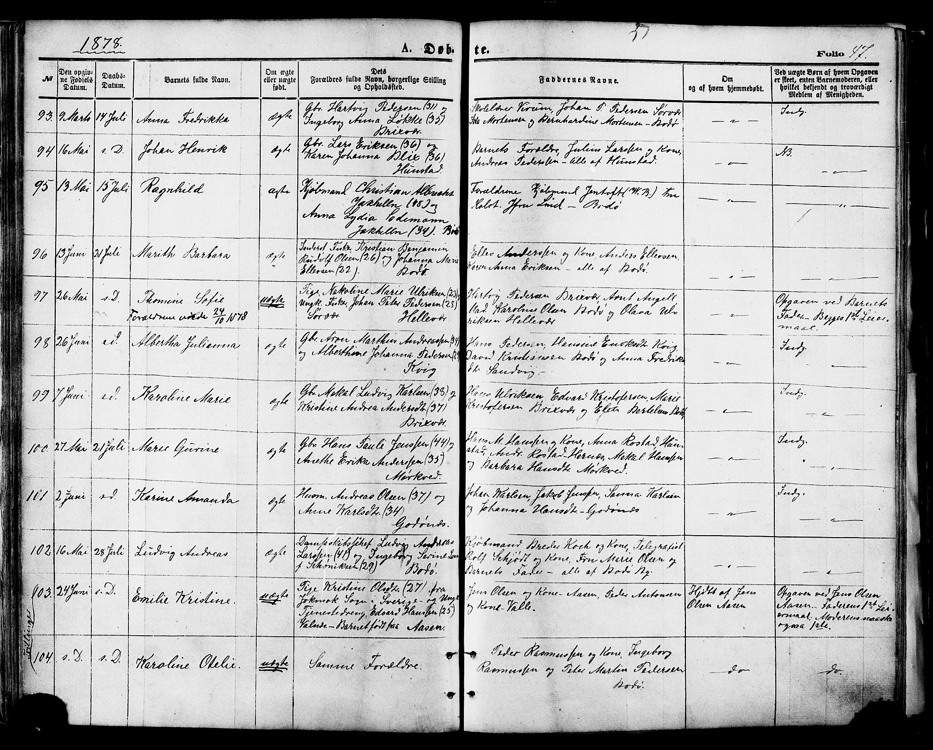 Ministerialprotokoller, klokkerbøker og fødselsregistre - Nordland, AV/SAT-A-1459/801/L0009: Parish register (official) no. 801A09, 1876-1883, p. 47