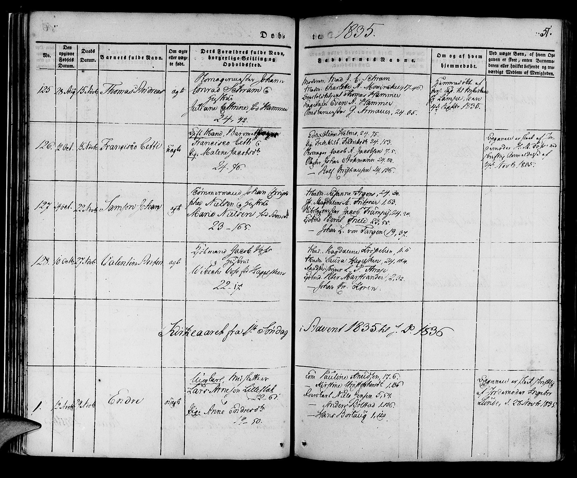 Korskirken sokneprestembete, AV/SAB-A-76101/H/Haa/L0015: Parish register (official) no. B 1, 1833-1841, p. 51