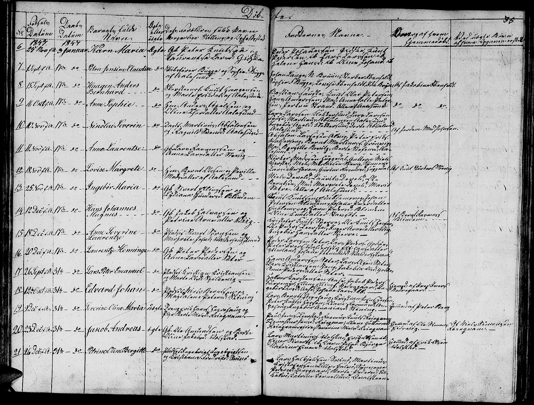 Ministerialprotokoller, klokkerbøker og fødselsregistre - Møre og Romsdal, AV/SAT-A-1454/528/L0426: Parish register (copy) no. 528C07, 1844-1854, p. 35