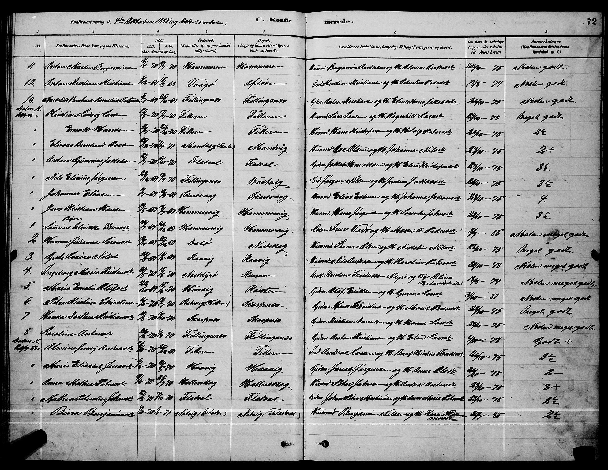 Ministerialprotokoller, klokkerbøker og fødselsregistre - Sør-Trøndelag, AV/SAT-A-1456/641/L0597: Parish register (copy) no. 641C01, 1878-1893, p. 72