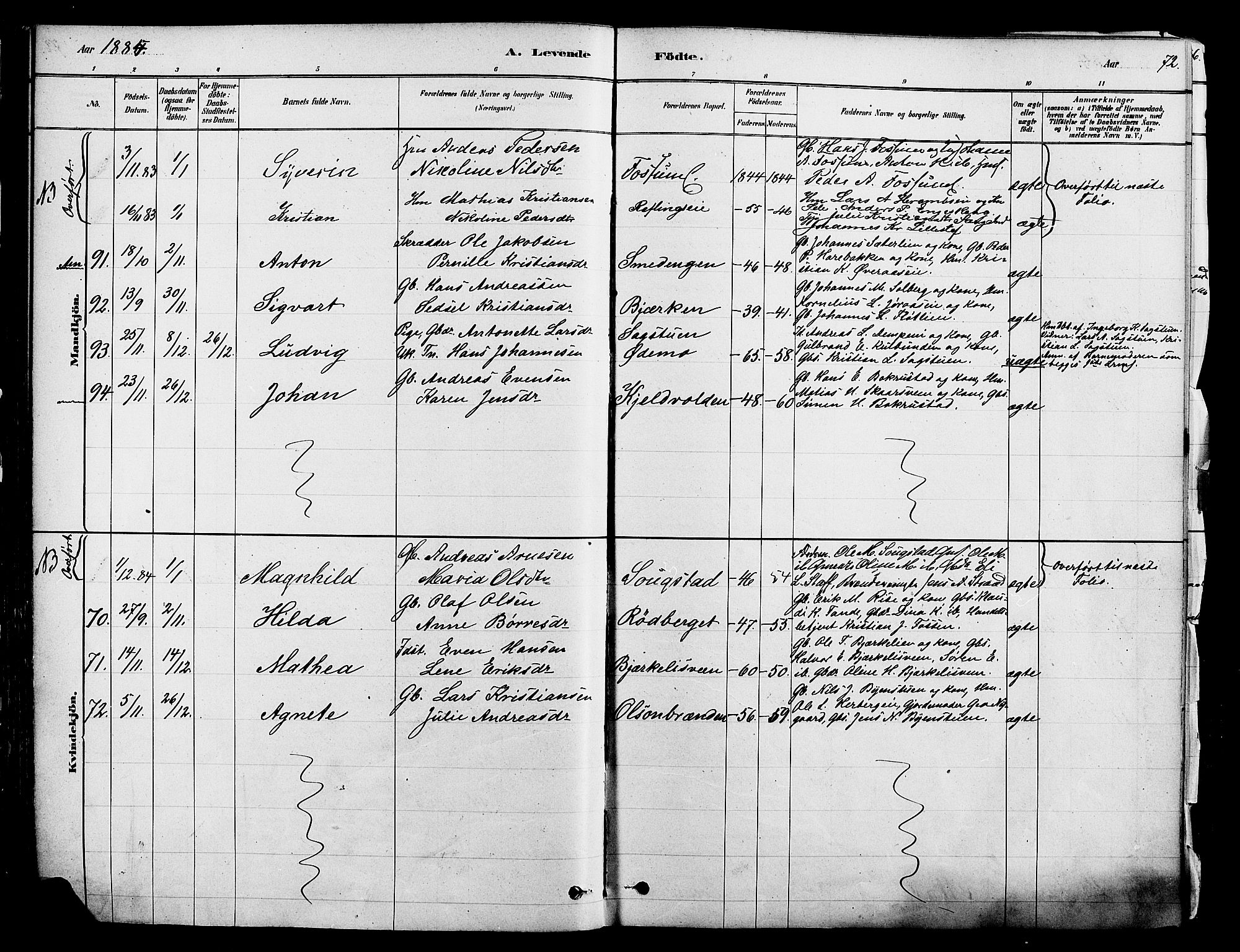 Ringsaker prestekontor, AV/SAH-PREST-014/K/Ka/L0012: Parish register (official) no. 12, 1879-1890, p. 72