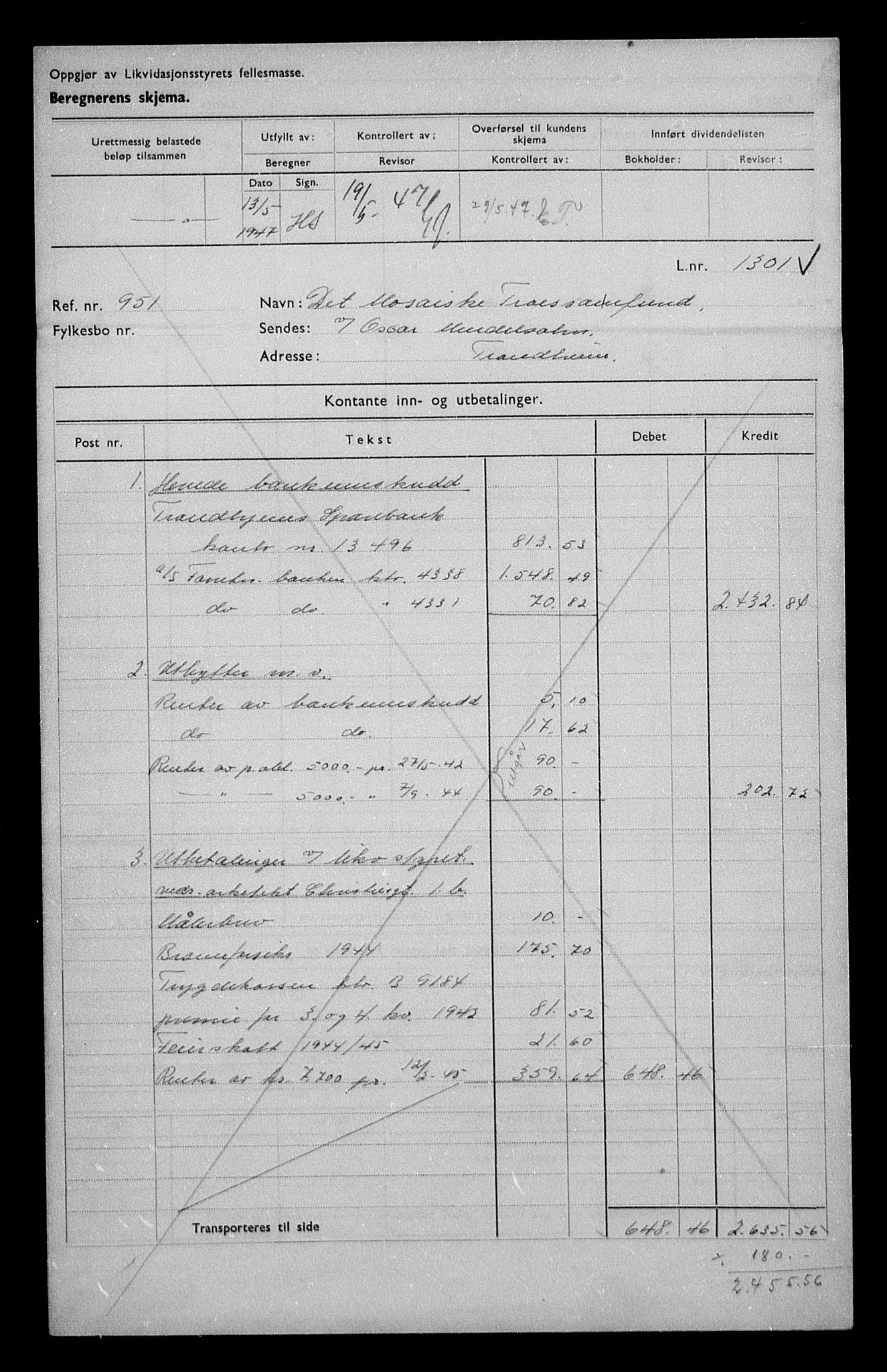 Justisdepartementet, Tilbakeføringskontoret for inndratte formuer, RA/S-1564/H/Hc/Hca/L0906: --, 1945-1947, p. 100