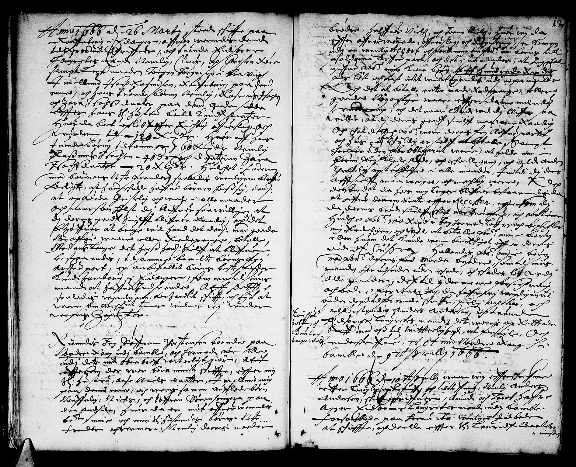 Bamble sorenskriveri, SAKO/A-214/H/Hb/Hba/Hbaa/L0001: Skifteprotokoll, 1665-1686, p. 11b-12a