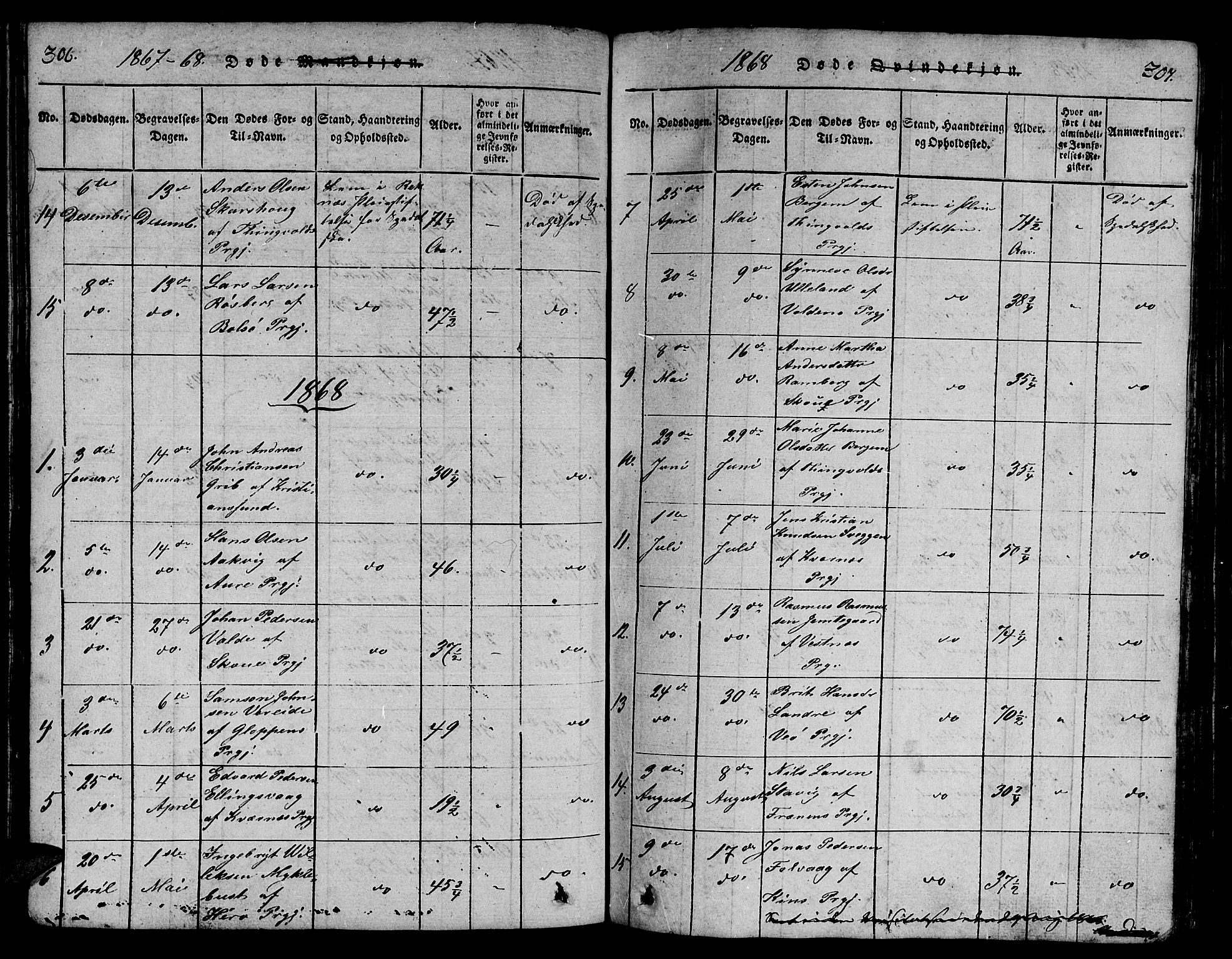 Ministerialprotokoller, klokkerbøker og fødselsregistre - Møre og Romsdal, SAT/A-1454/558/L0700: Parish register (copy) no. 558C01, 1818-1868, p. 306-307