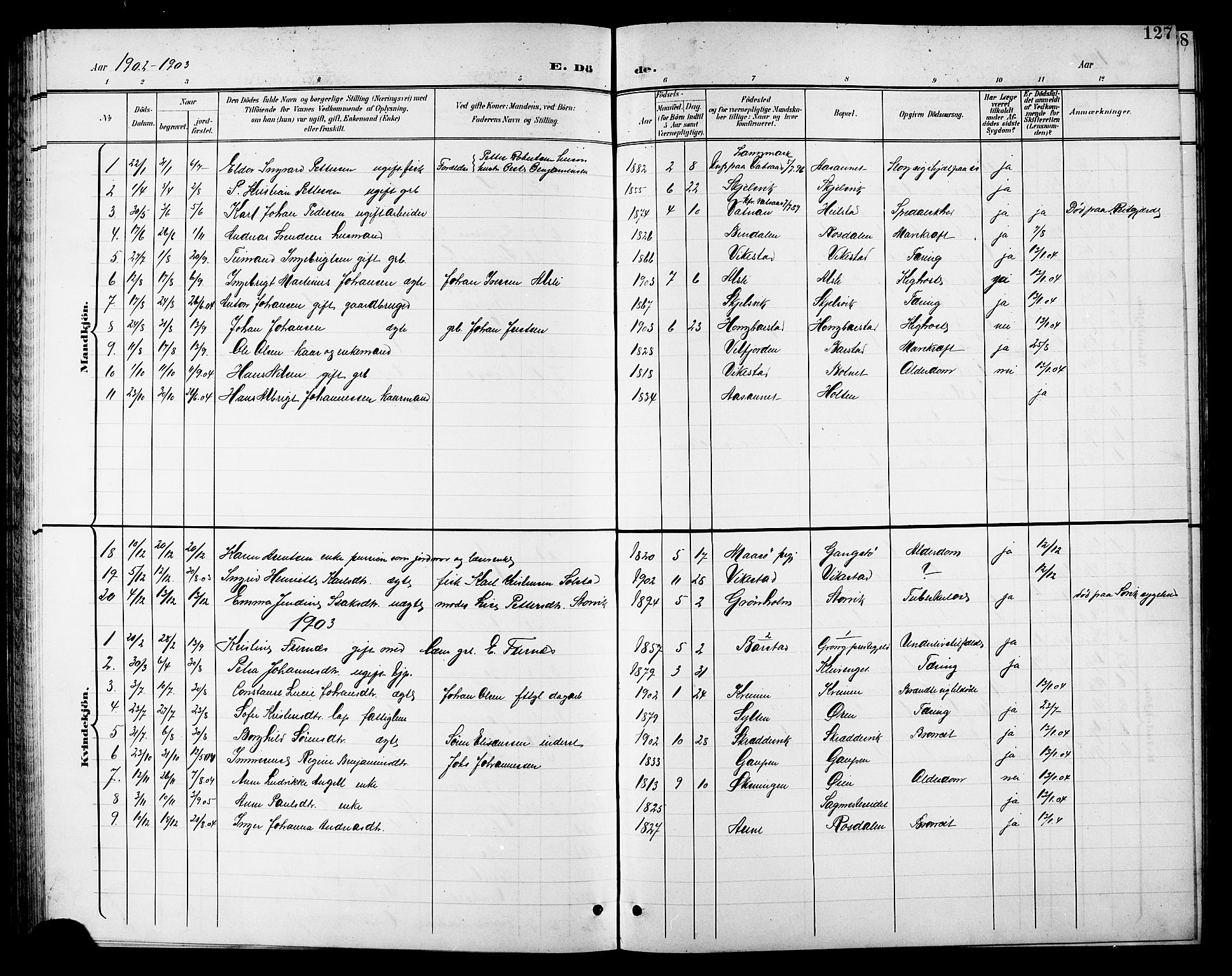 Ministerialprotokoller, klokkerbøker og fødselsregistre - Nordland, SAT/A-1459/810/L0161: Parish register (copy) no. 810C04, 1897-1910, p. 127