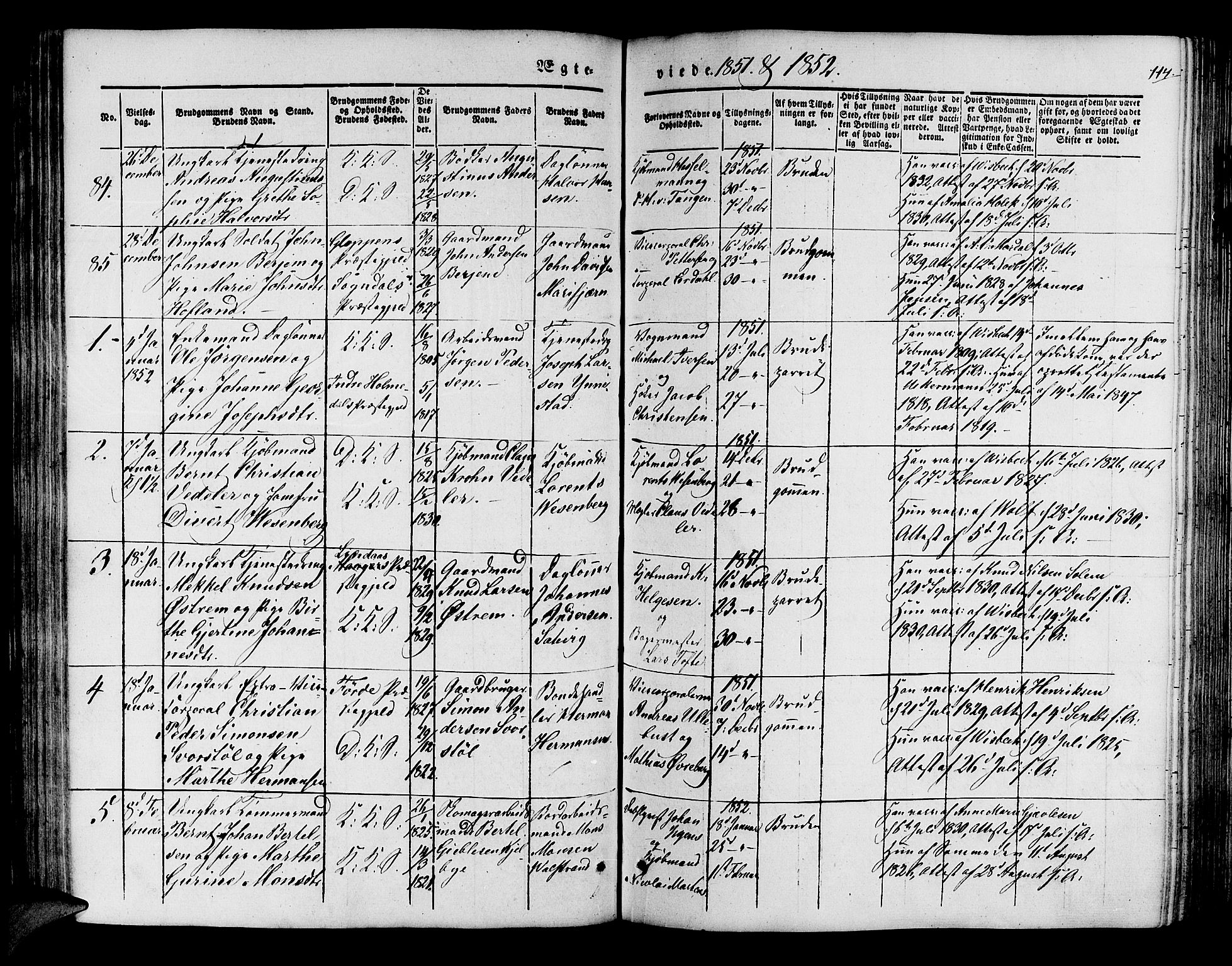 Korskirken sokneprestembete, SAB/A-76101/H/Hab: Parish register (copy) no. D 1, 1840-1867, p. 114