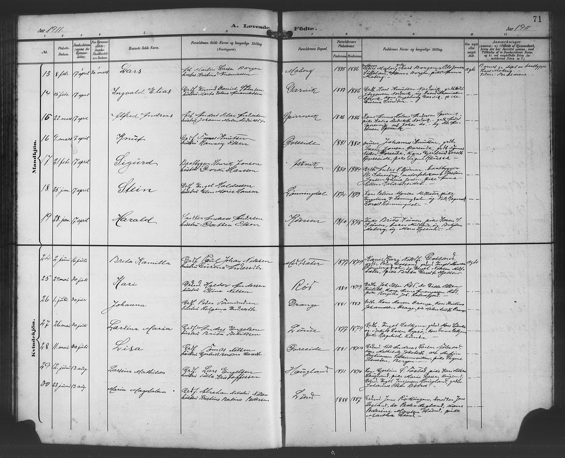 Os sokneprestembete, AV/SAB-A-99929: Parish register (copy) no. A 3, 1897-1913, p. 71