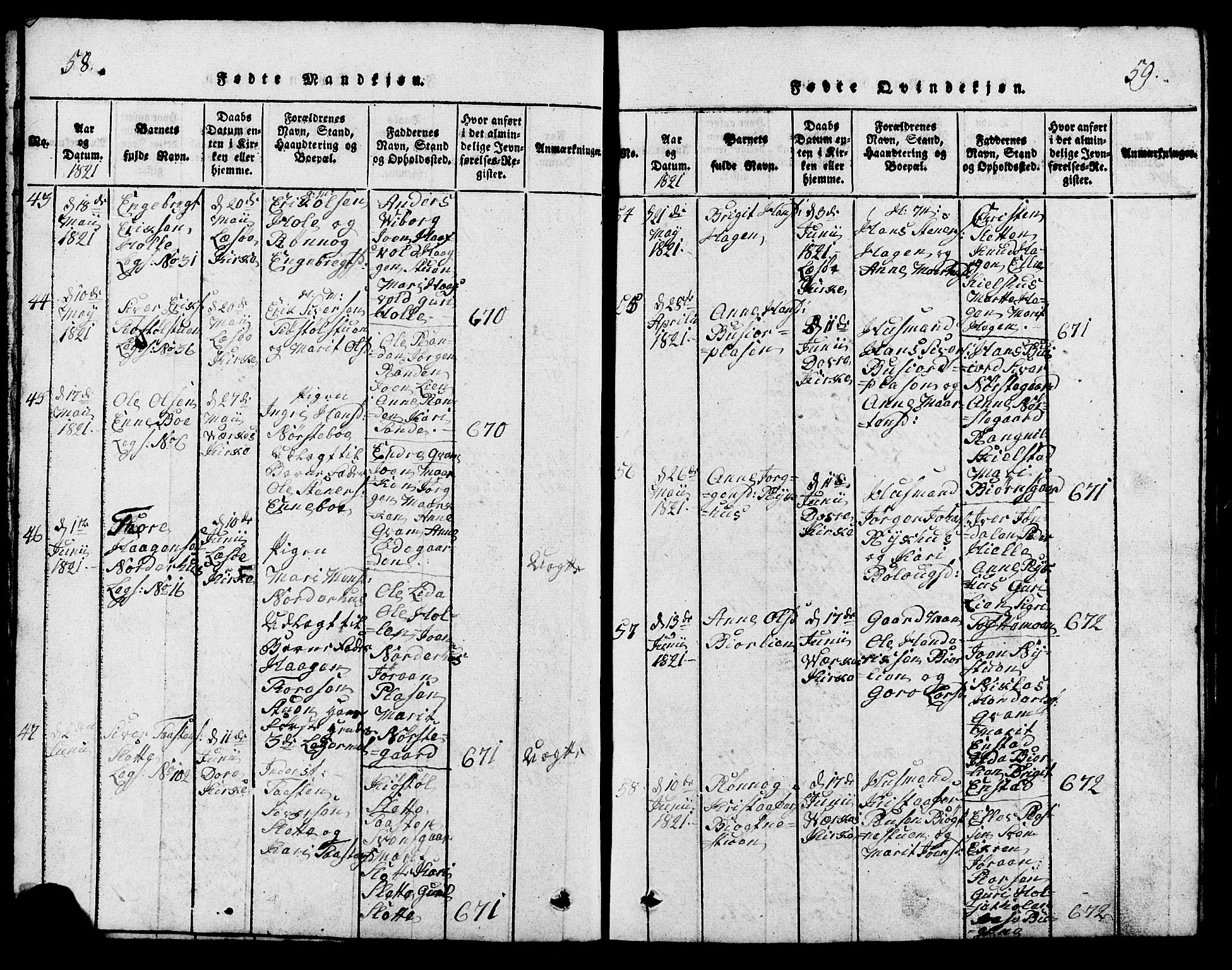 Lesja prestekontor, AV/SAH-PREST-068/H/Ha/Hab/L0001: Parish register (copy) no. 1, 1820-1831, p. 58-59