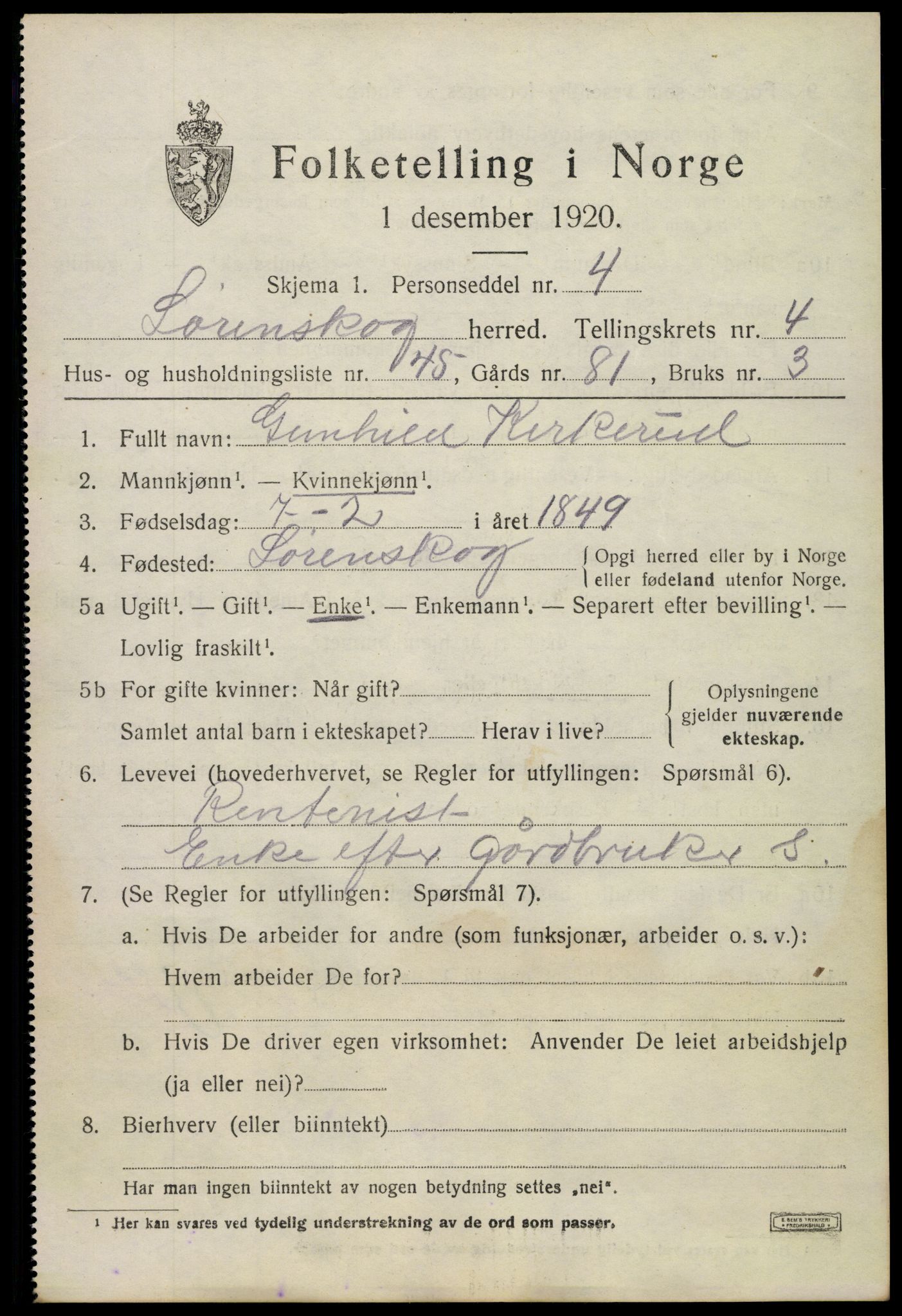 SAO, 1920 census for Lørenskog, 1920, p. 4077