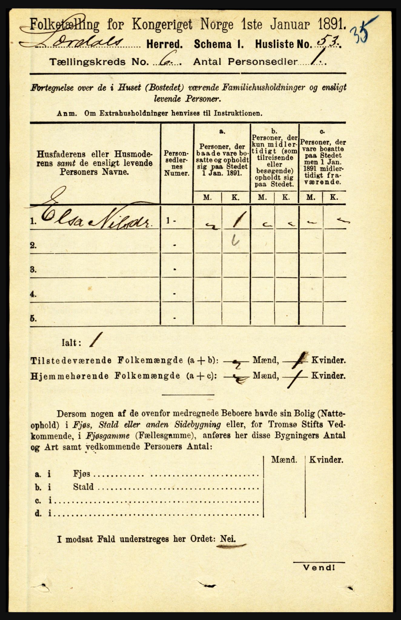 RA, 1891 census for 1422 Lærdal, 1891, p. 459
