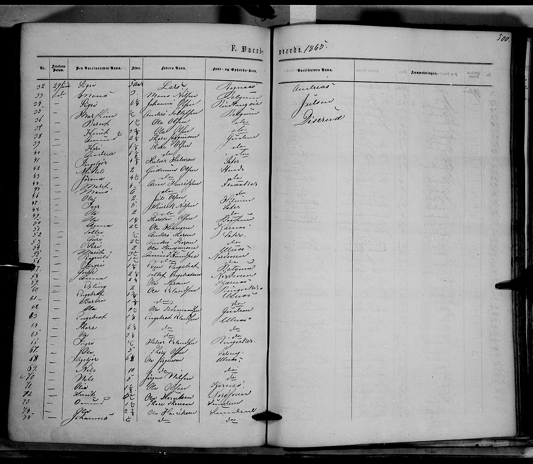 Nord-Aurdal prestekontor, SAH/PREST-132/H/Ha/Haa/L0008: Parish register (official) no. 8, 1863-1875, p. 500