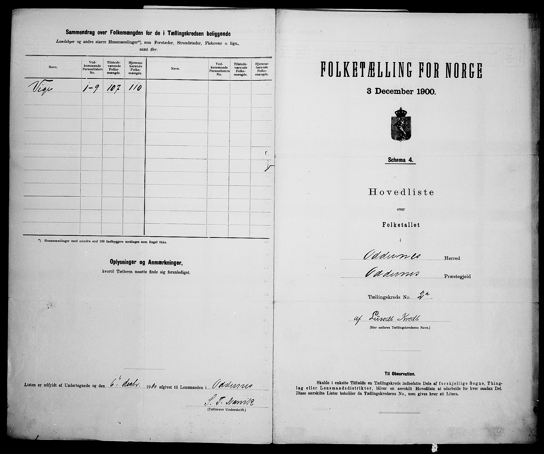 SAK, 1900 census for Oddernes, 1900, p. 27