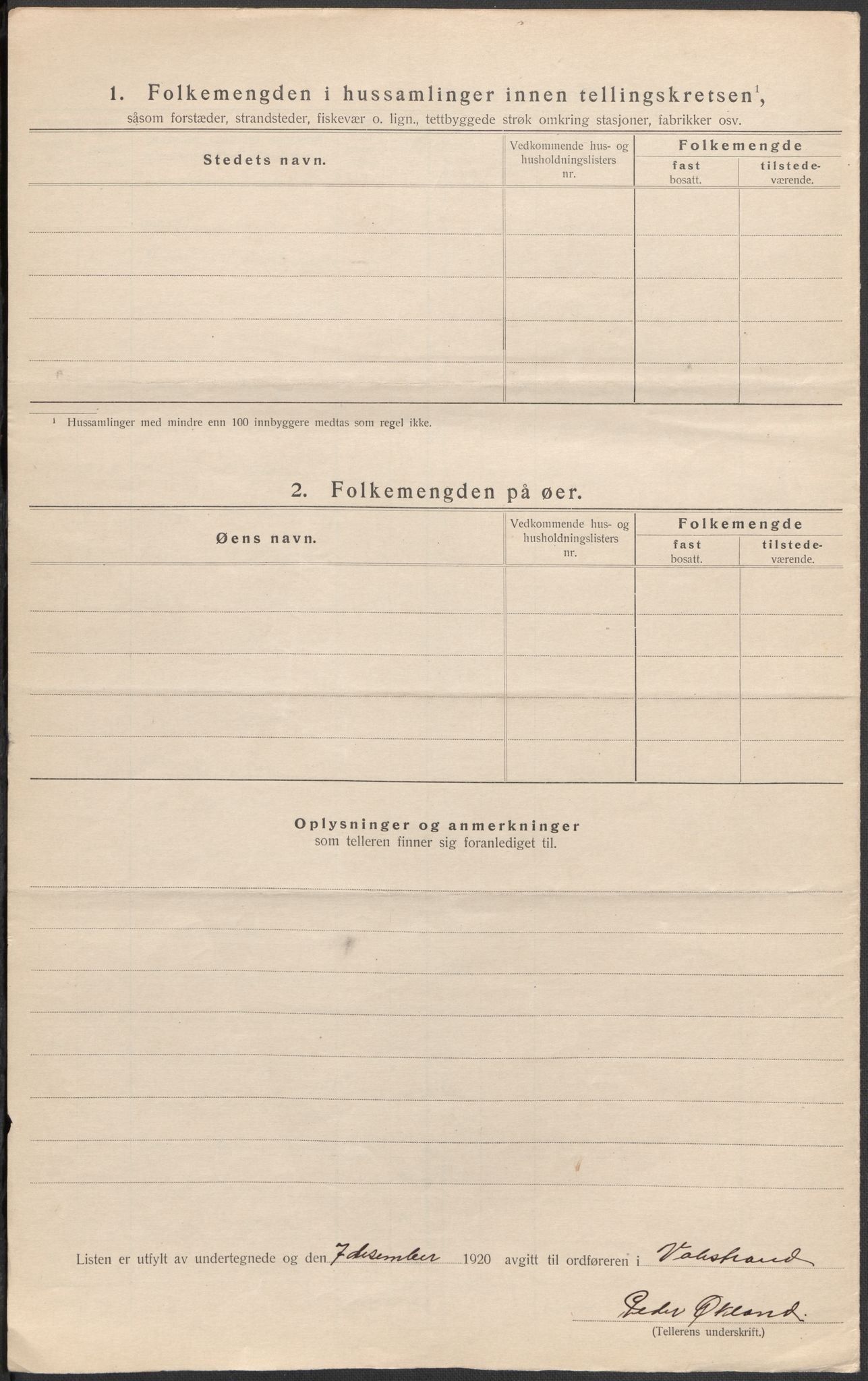 SAB, 1920 census for Valestrand, 1920, p. 6