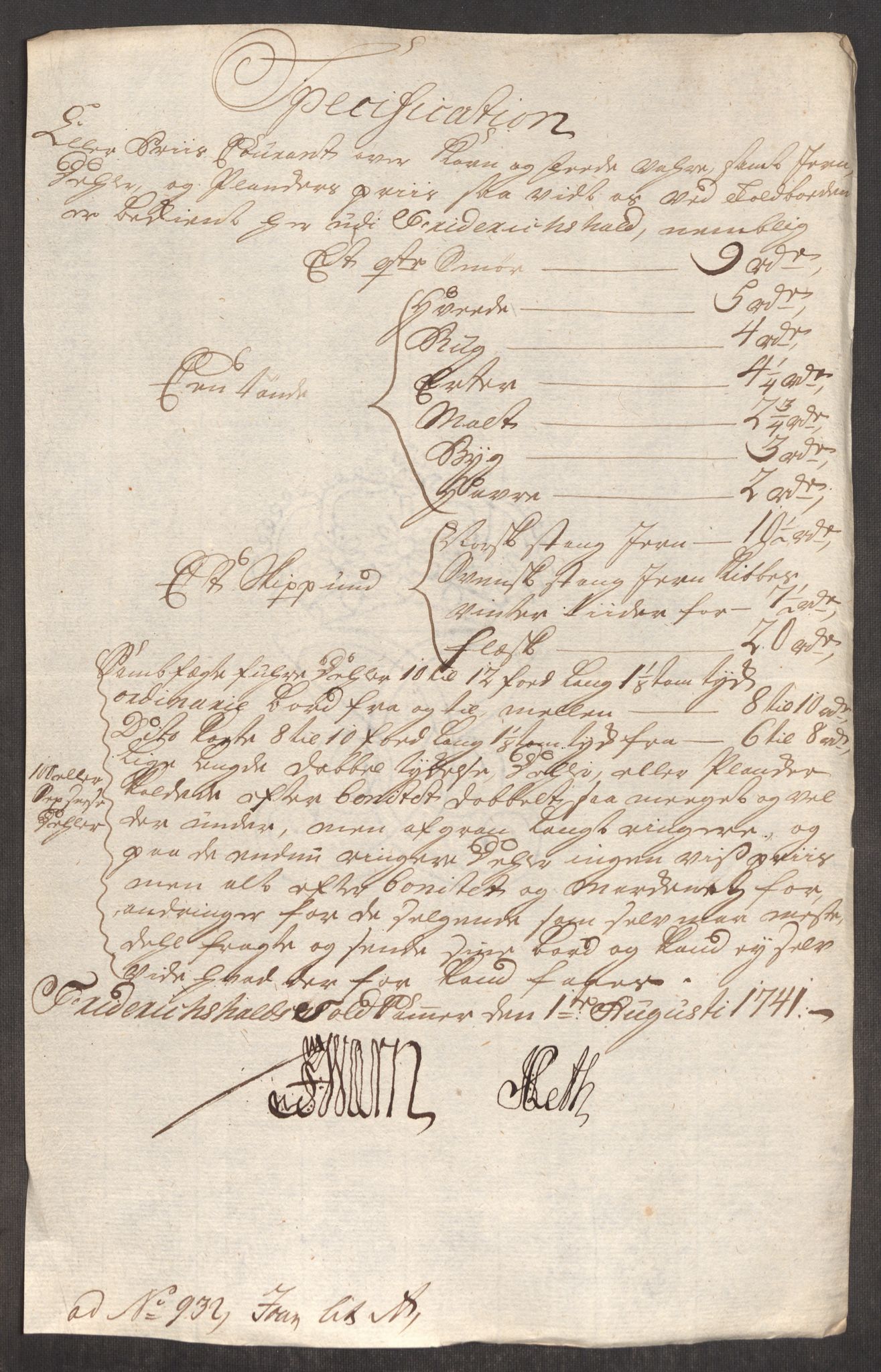 Rentekammeret inntil 1814, Realistisk ordnet avdeling, AV/RA-EA-4070/Oe/L0002: [Ø1]: Priskuranter, 1740-1744, p. 197