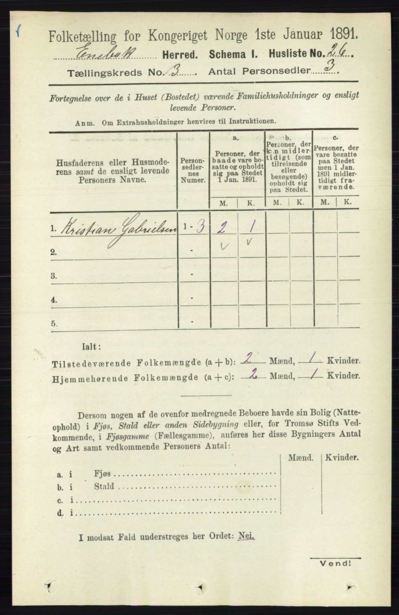 RA, 1891 census for 0229 Enebakk, 1891, p. 1097