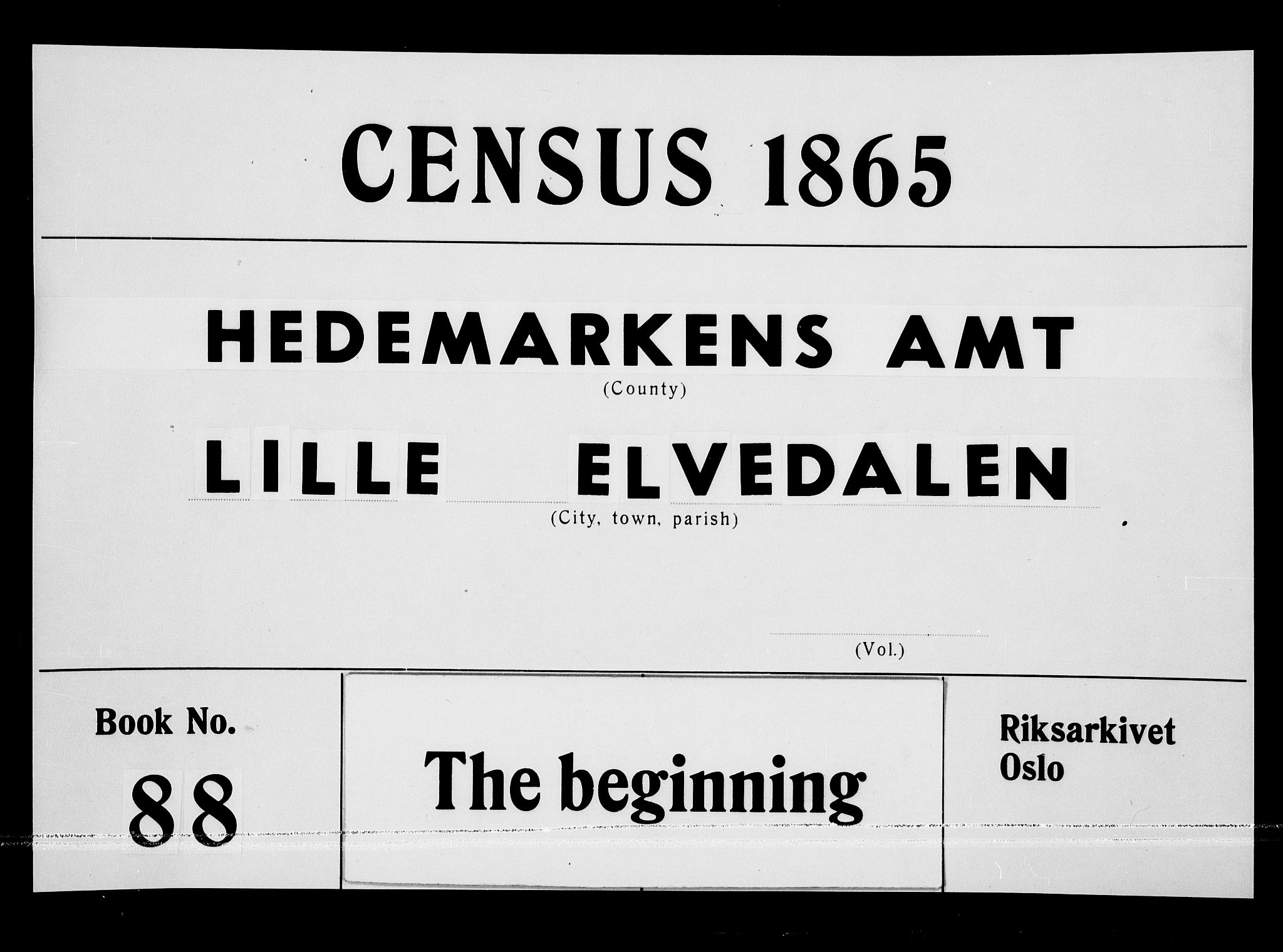 RA, 1865 census for Lille Elvedalen, 1865, p. 1