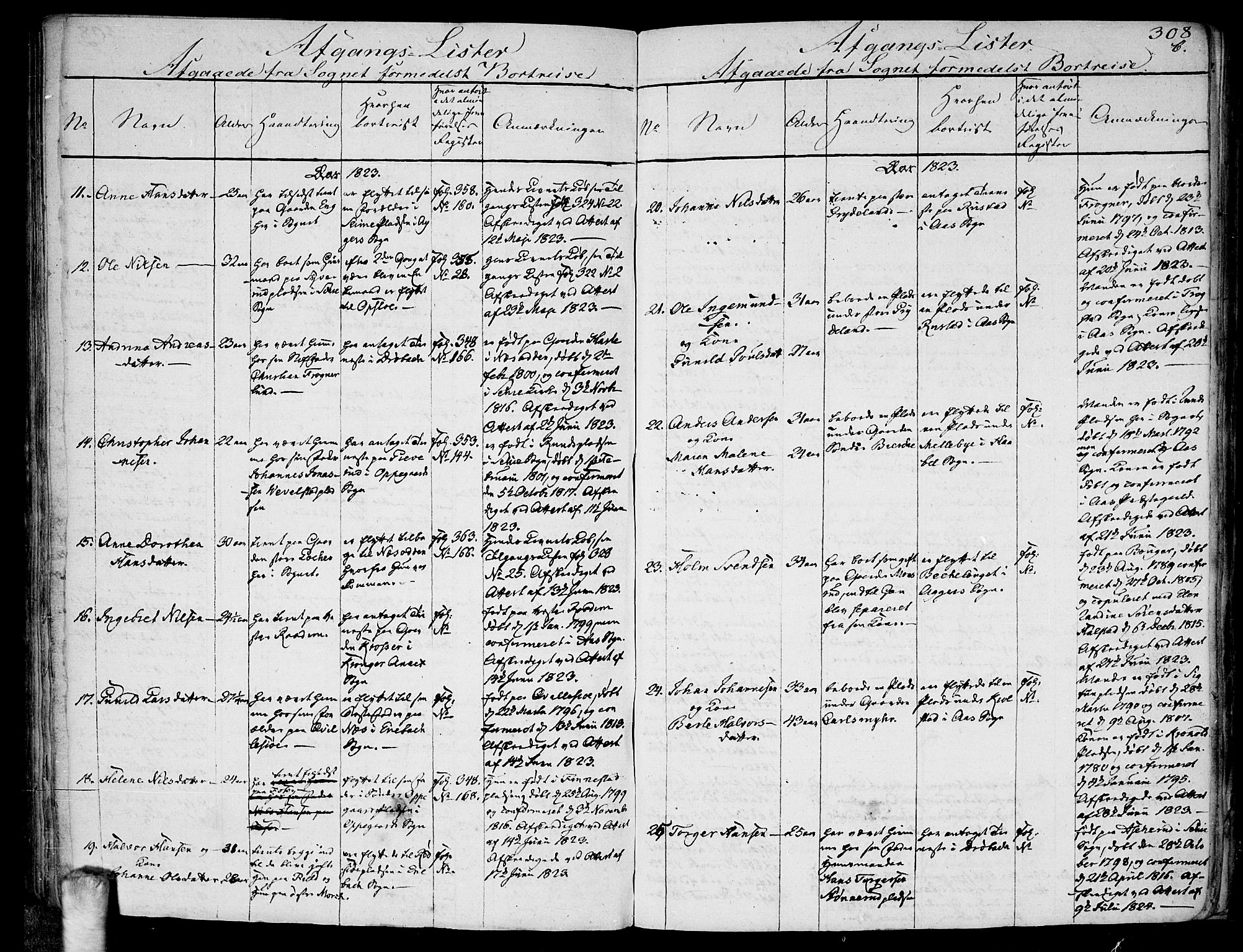 Kråkstad prestekontor Kirkebøker, AV/SAO-A-10125a/F/Fa/L0003: Parish register (official) no. I 3, 1813-1824, p. 308b