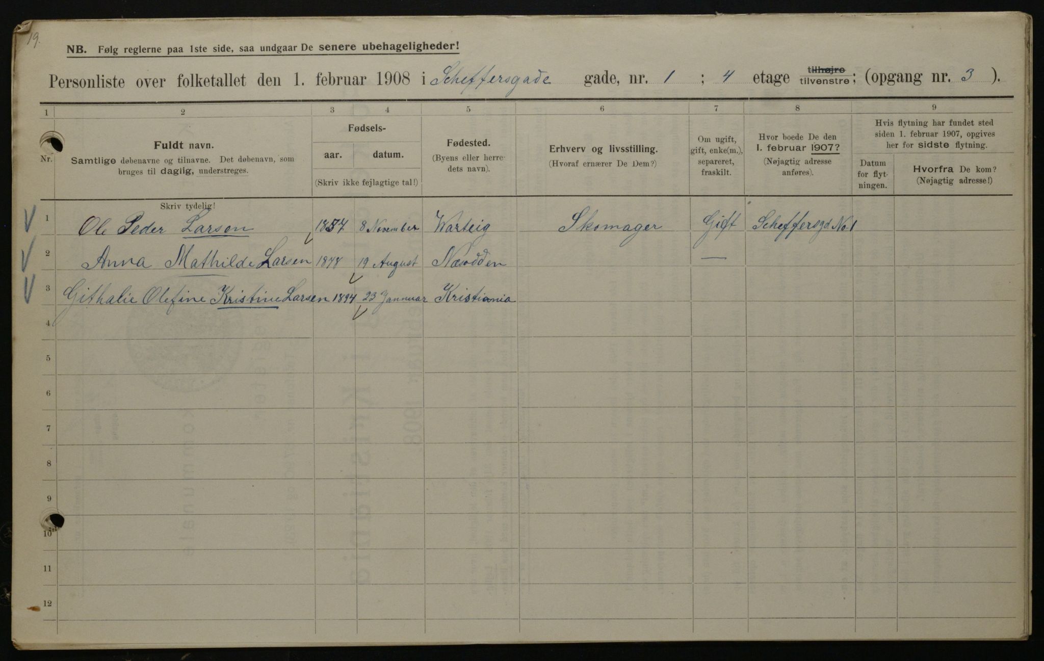 OBA, Municipal Census 1908 for Kristiania, 1908, p. 83646