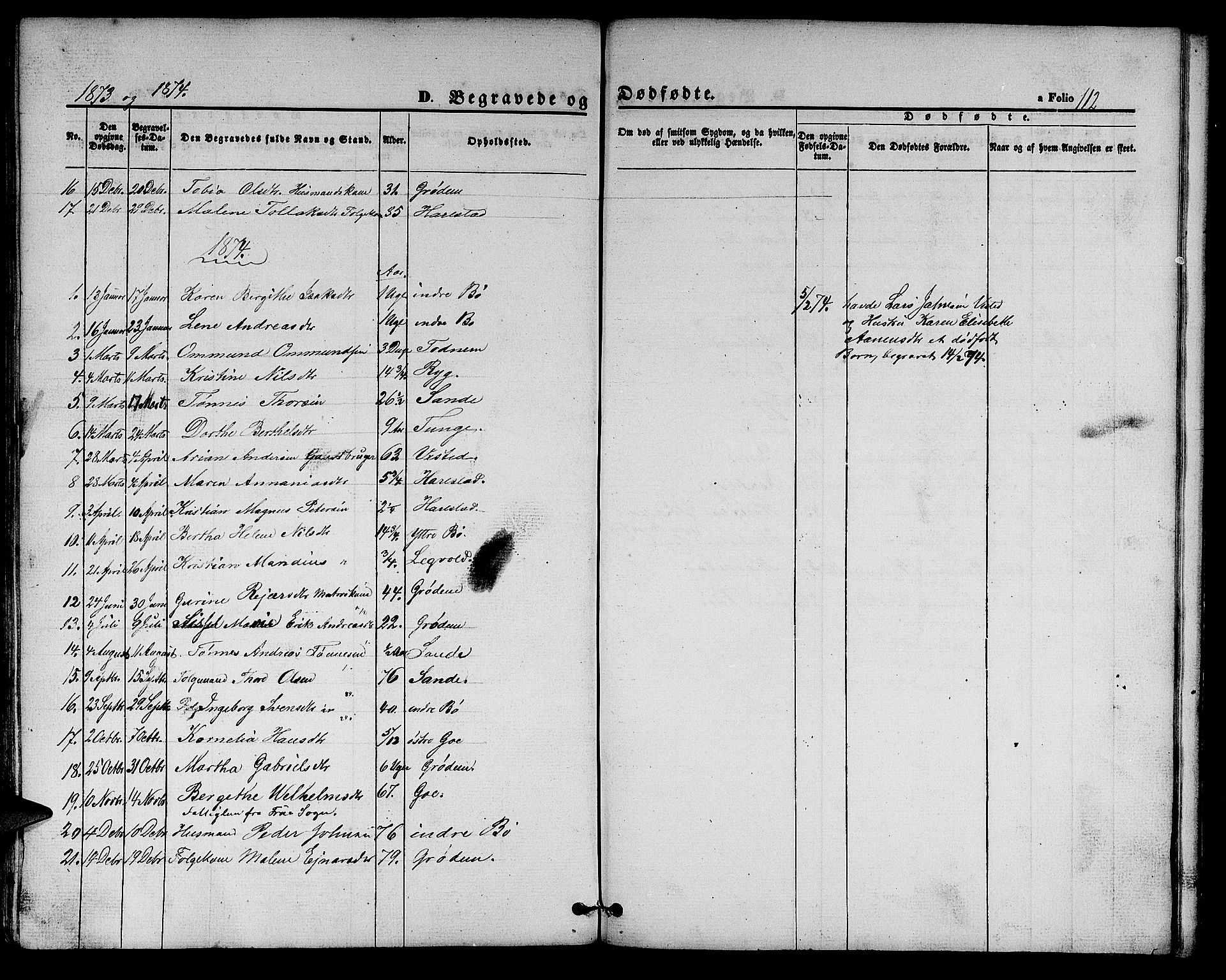 Hetland sokneprestkontor, SAST/A-101826/30/30BB/L0002: Parish register (copy) no. B 2, 1856-1891, p. 112