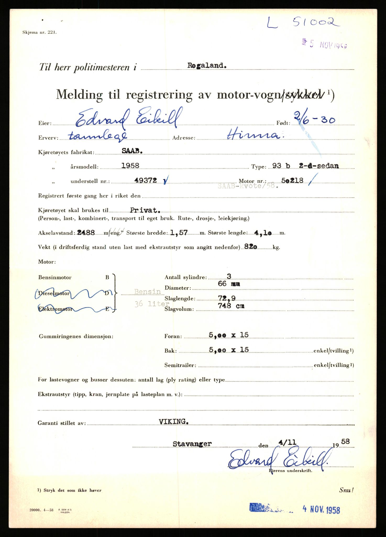 Stavanger trafikkstasjon, AV/SAST-A-101942/0/F/L0050: L-50600 - L-51299, 1930-1971, p. 1291