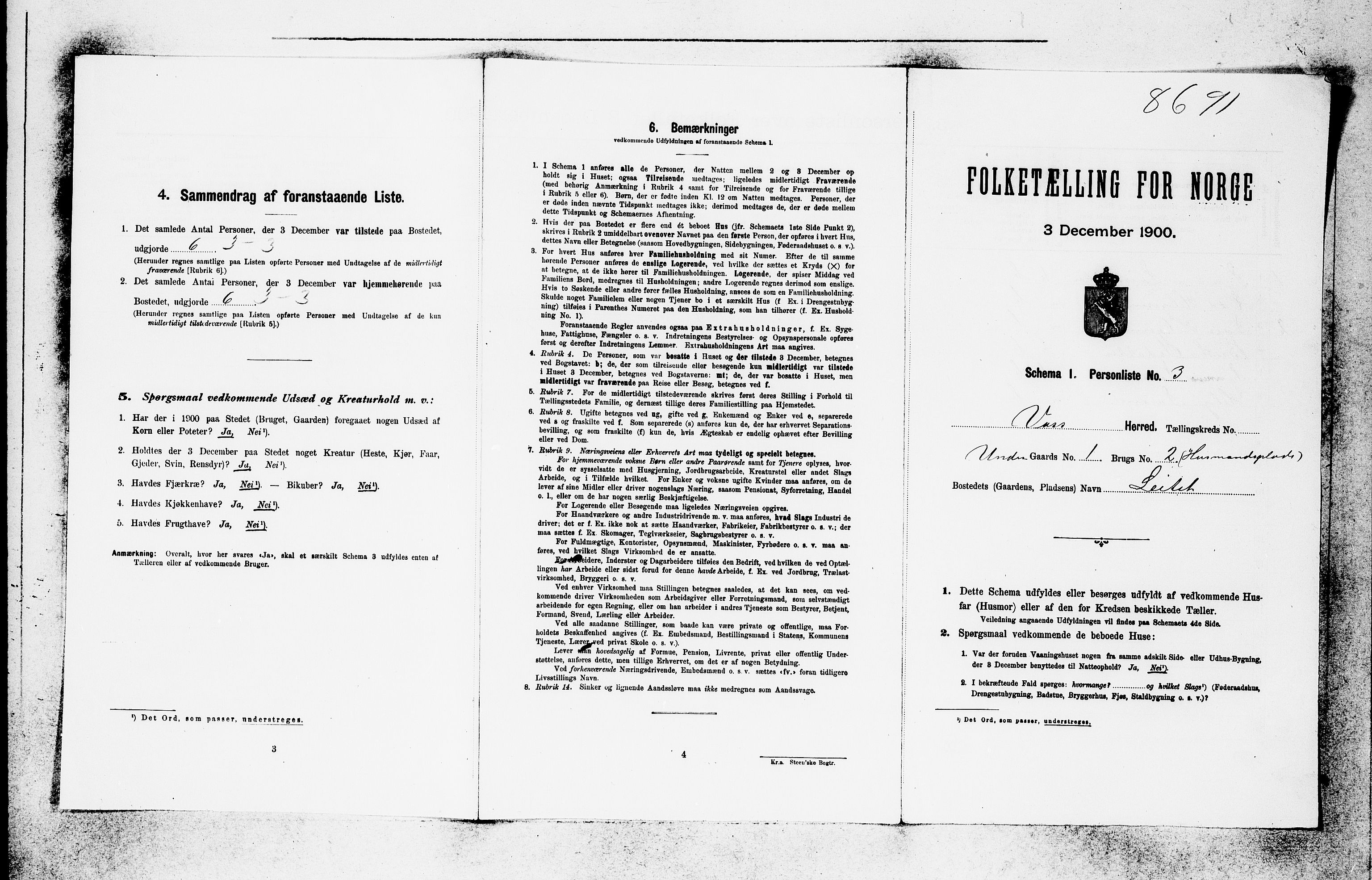 SAB, 1900 census for Voss, 1900, p. 165