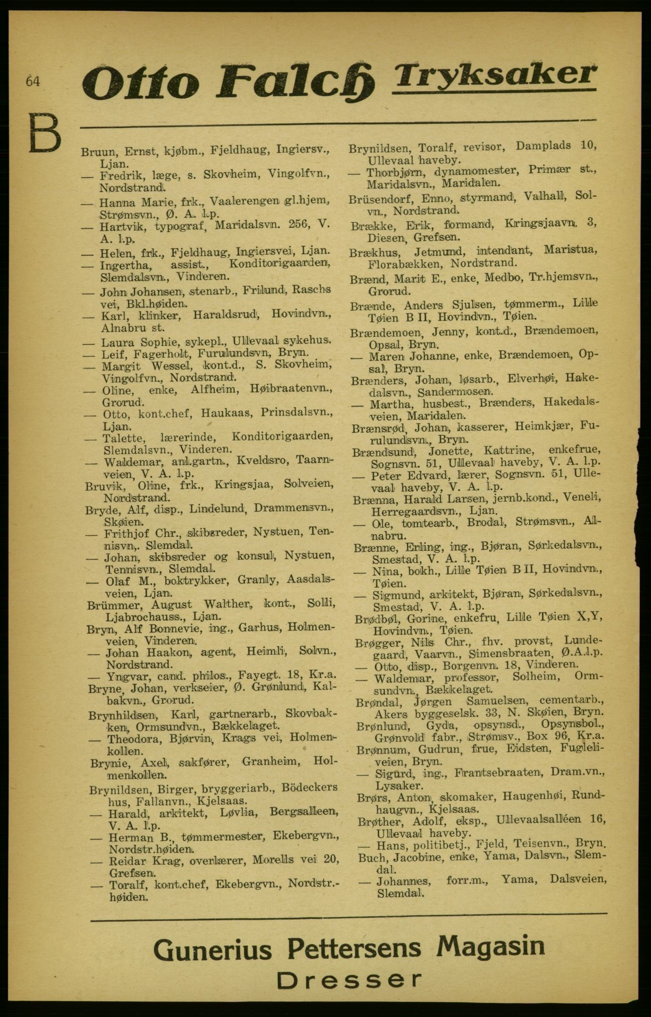Aker adressebok/adressekalender, PUBL/001/A/003: Akers adressekalender, 1924-1925, p. 64