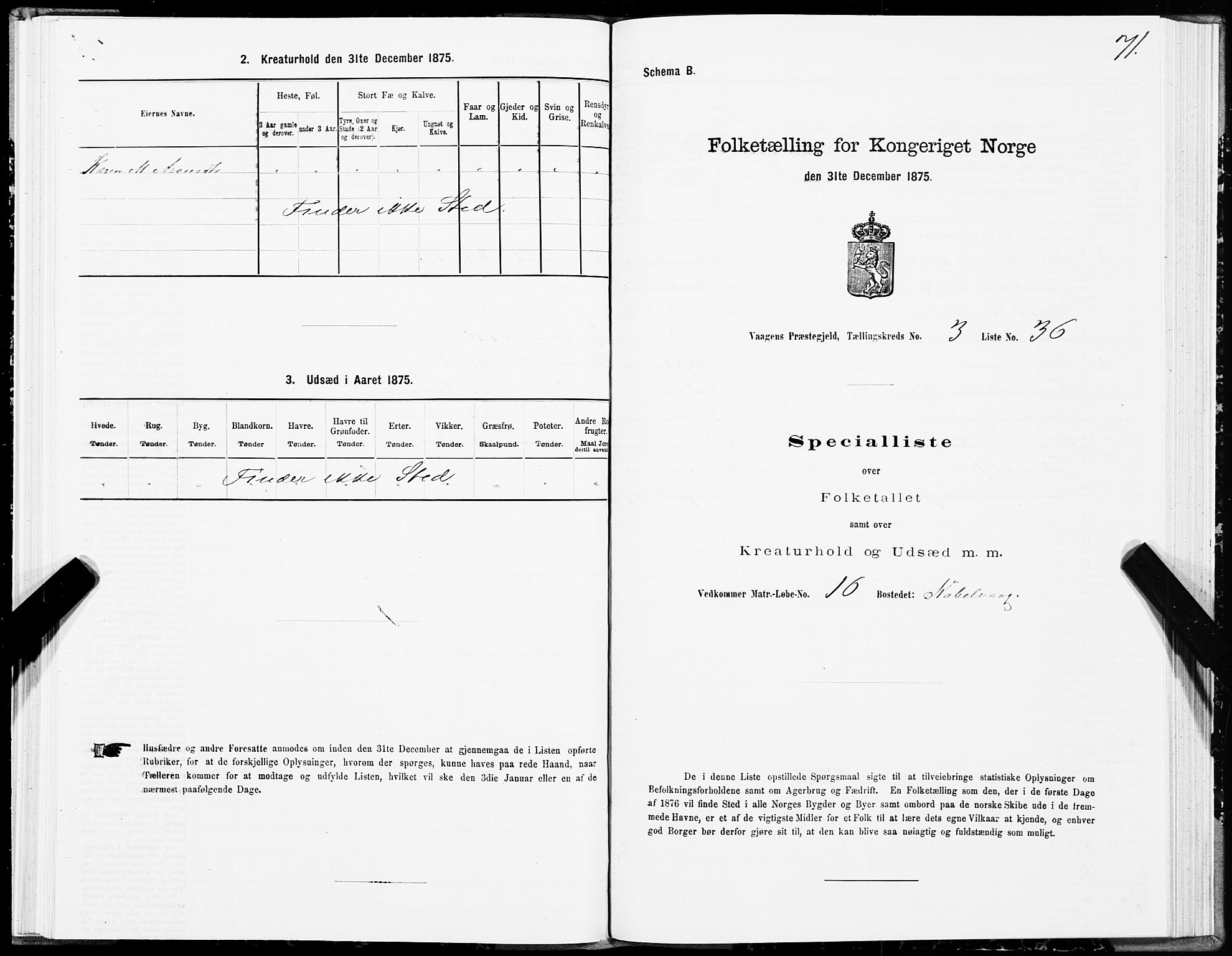 SAT, 1875 census for 1865P Vågan, 1875, p. 2071