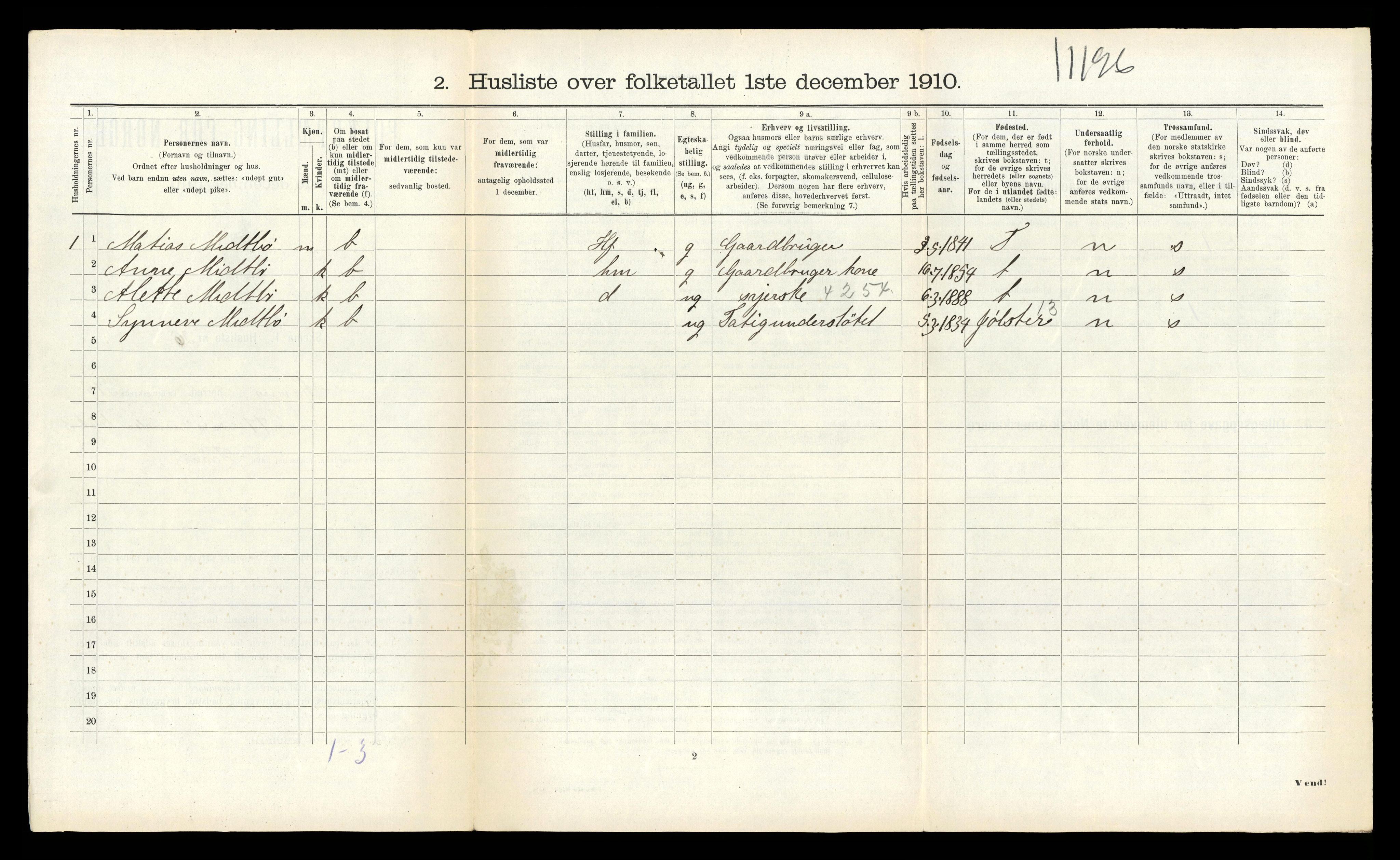 RA, 1910 census for Kinn, 1910, p. 963